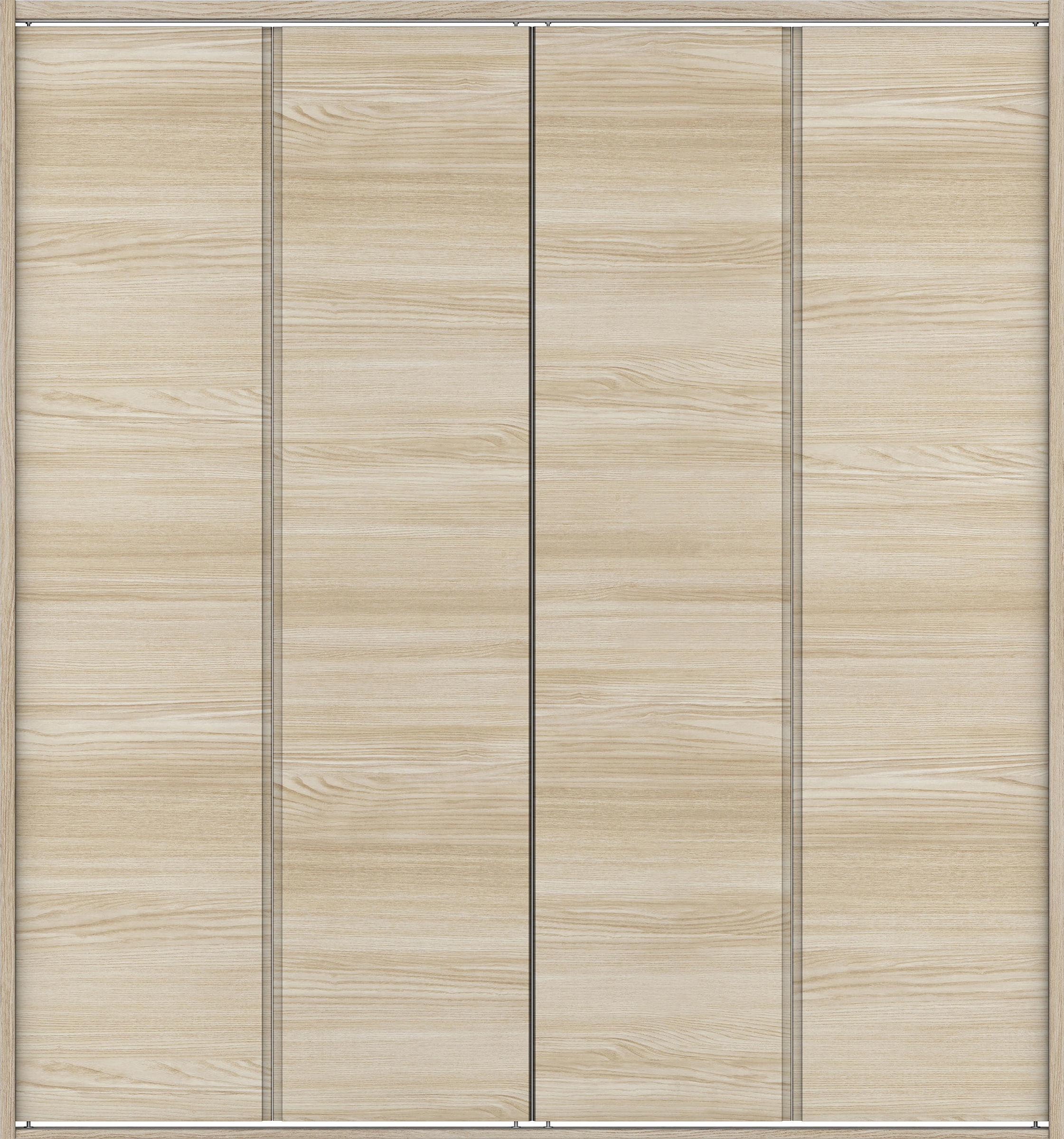 クローク収納　イエリア　折戸ユニット　ハンドルレス横木目タイプ　ウッド扉　四方枠（固定枠）　セット　１６４４幅（６尺小間口）　１８００高　〈ソフトグレージュ柄〉　ハンドルレス