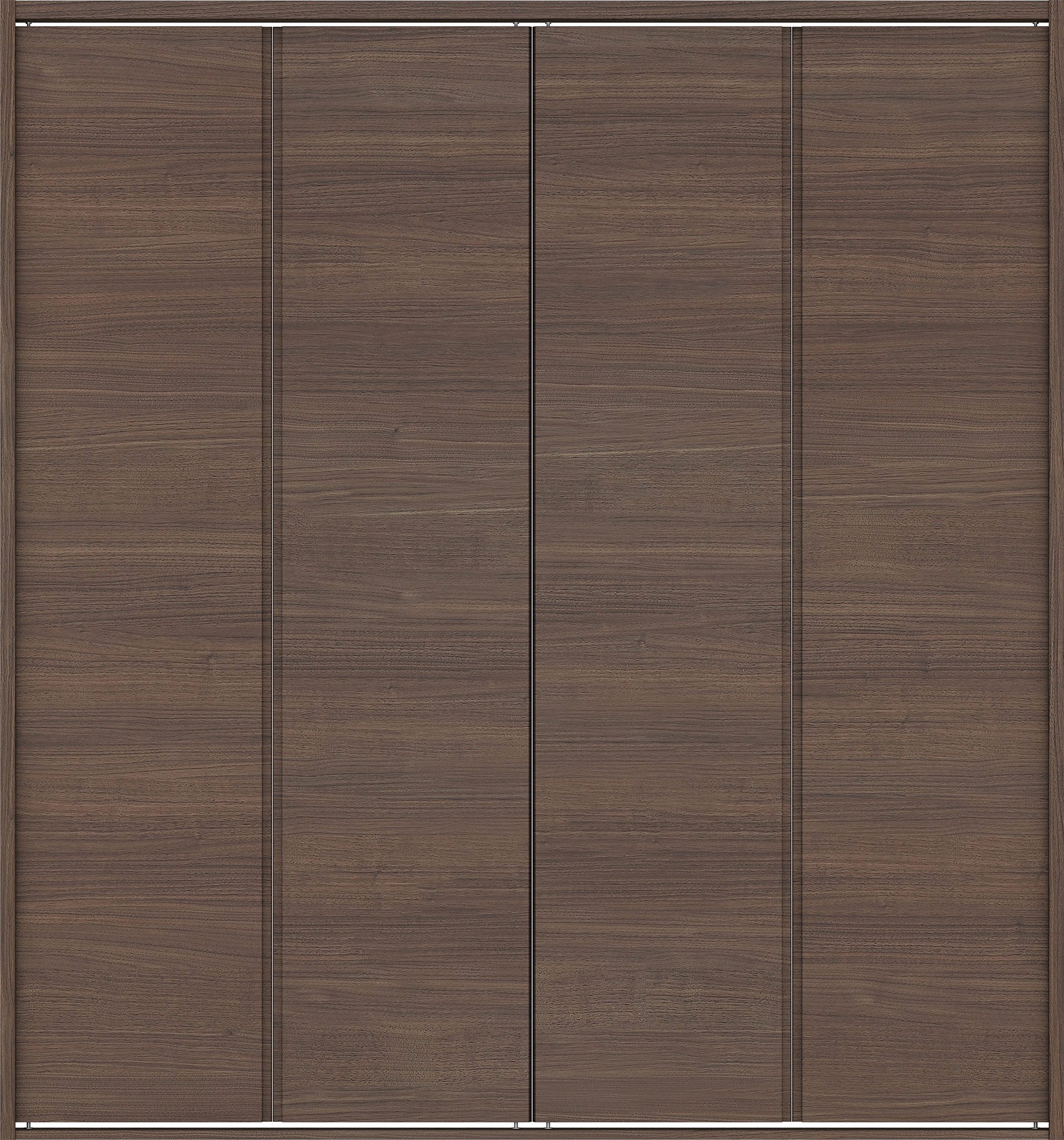 クローク収納　イエリア　折戸ユニット　ハンドルレス横木目タイプ　ウッド扉　四方枠（固定枠）　セット　１６４４幅（６尺小間口）　１８００高　〈ダルブラウン柄〉　ハンドルレス