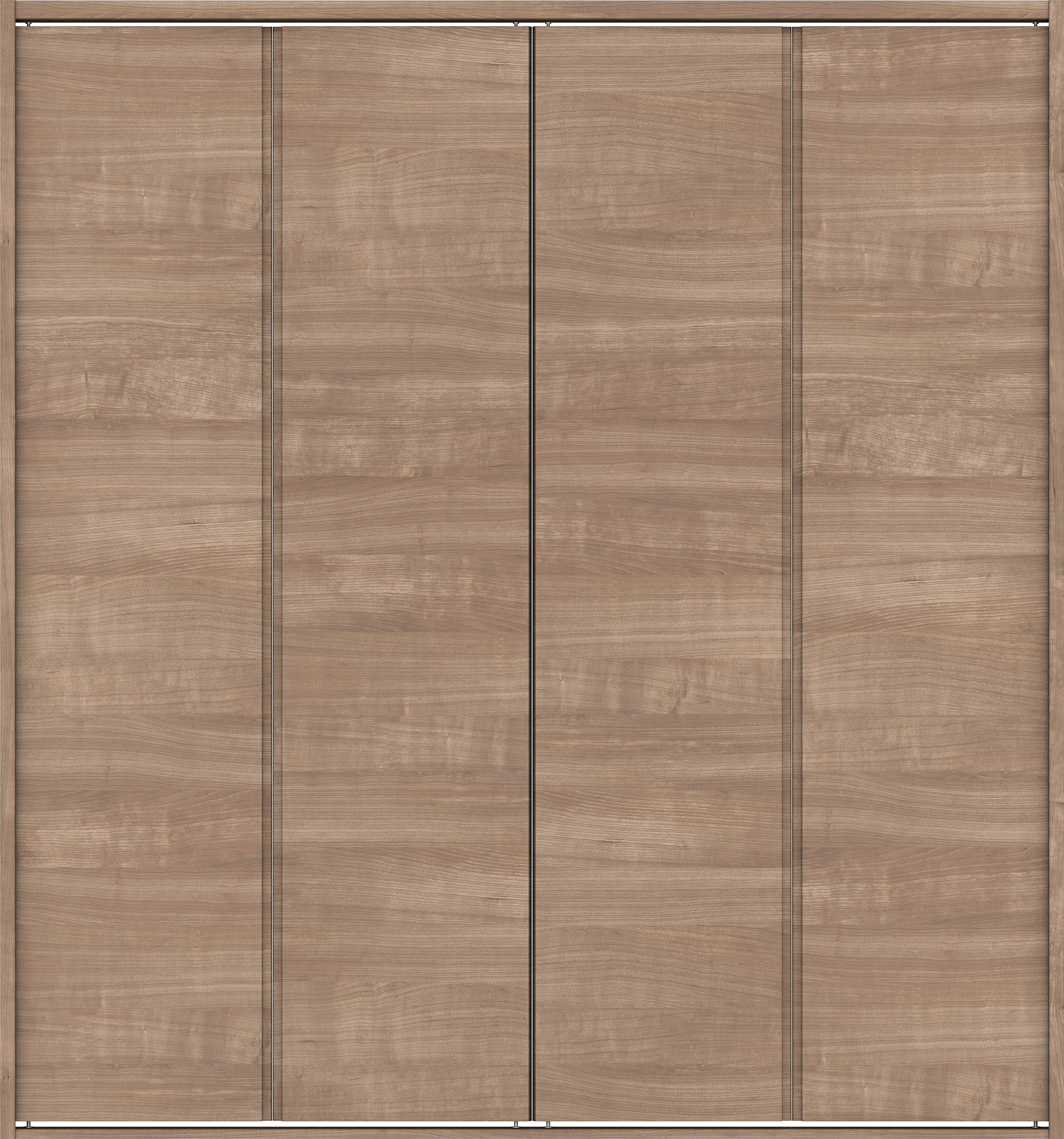 クローク収納　イエリア　折戸ユニット　ハンドルレス横木目タイプ　ウッド扉　四方枠（固定枠）　セット　１６４４幅（６尺小間口）　１８００高　〈トープグレー柄〉　ハンドルレス