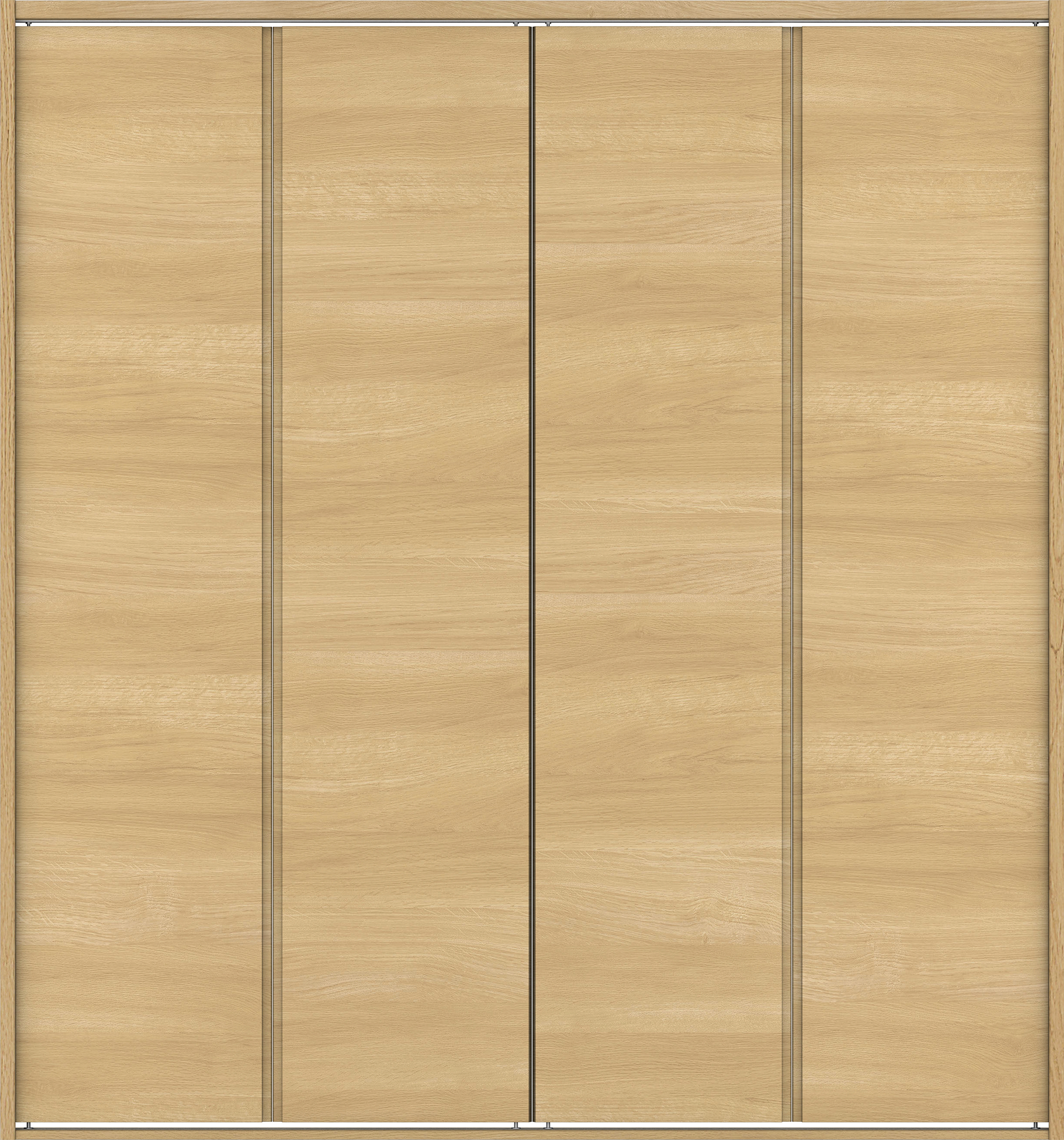 クローク収納　イエリア　折戸ユニット　ハンドルレス横木目タイプ　ウッド扉　四方枠（固定枠）　セット　１６８０幅（６尺間口）　１８００高　〈ライトオーカー柄〉　ハンドルレス