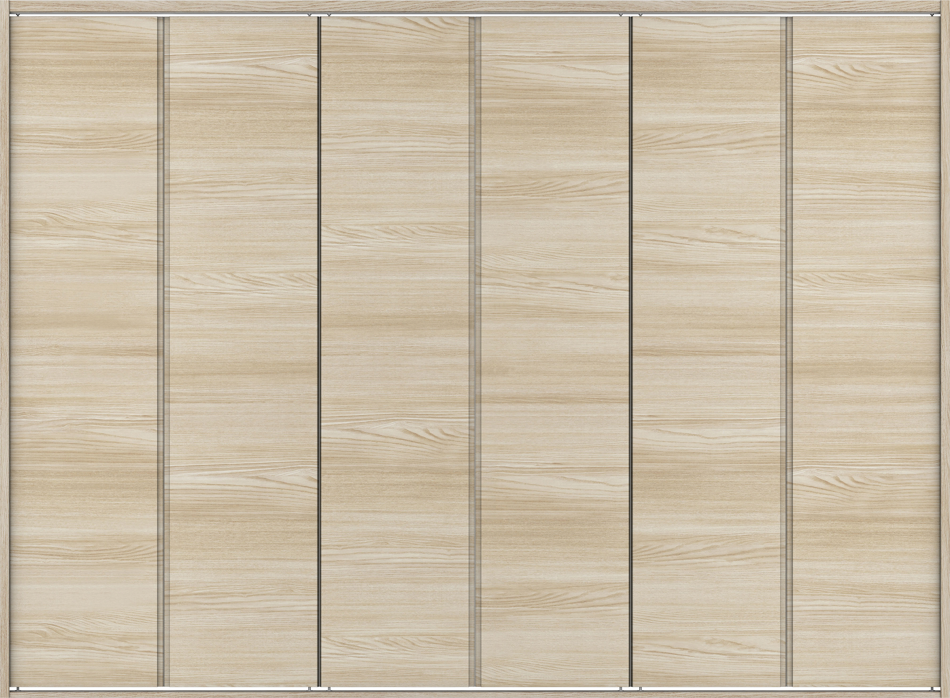 クローク収納　イエリア　折戸ユニット　ハンドルレス横木目タイプ　ウッド扉　四方枠（固定枠）　セット　２４５０幅（９尺間口）　１８００高　〈ソフトグレージュ柄〉　ハンドルレス