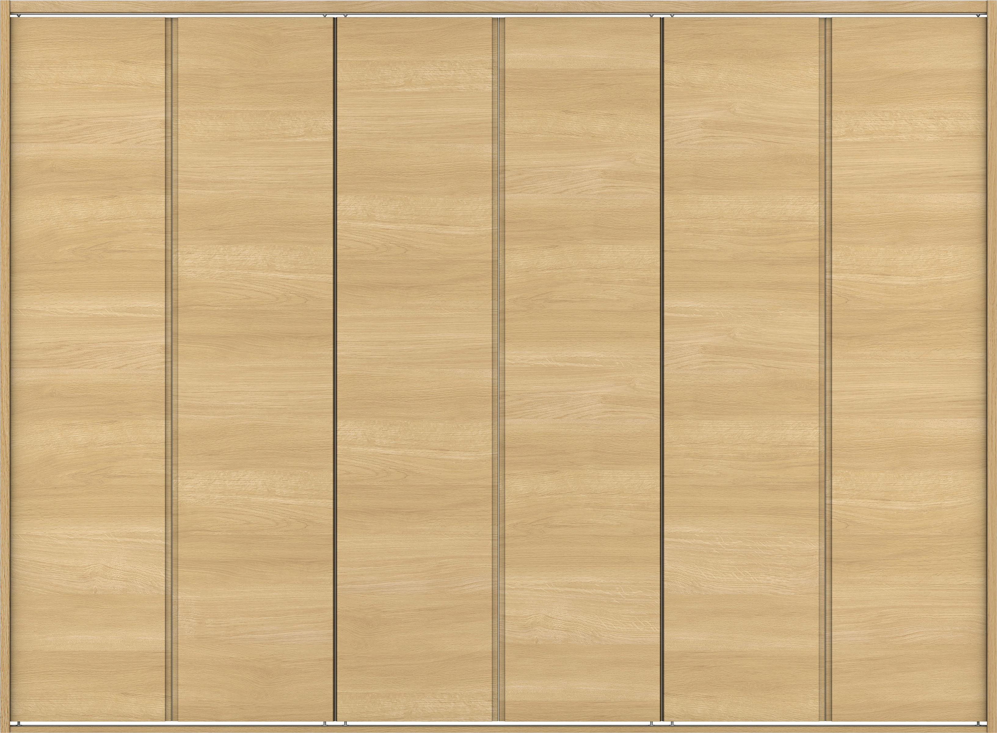 クローク収納　イエリア　折戸ユニット　ハンドルレス横木目タイプ　ウッド扉　四方枠（固定枠）　セット　２４５０幅（９尺間口）　１８００高　〈ライトオーカー柄〉　ハンドルレス