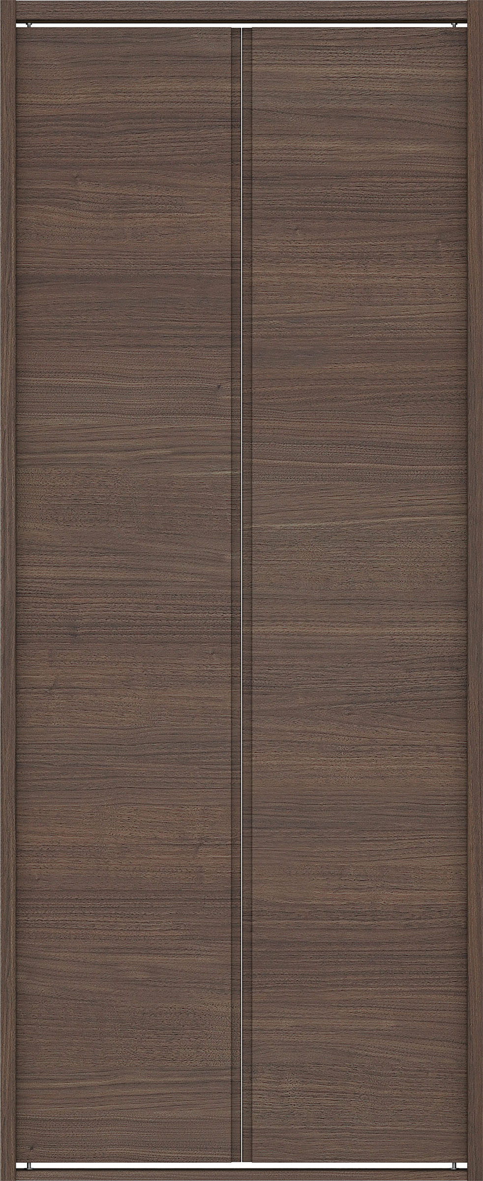 クローク収納　イエリア　折戸ユニット　ハンドルレス横木目タイプ　ウッド扉　四方枠（固定枠）　セット　７３５幅（３尺間口）　１８００高　〈ダルブラウン柄〉　ハンドルレス