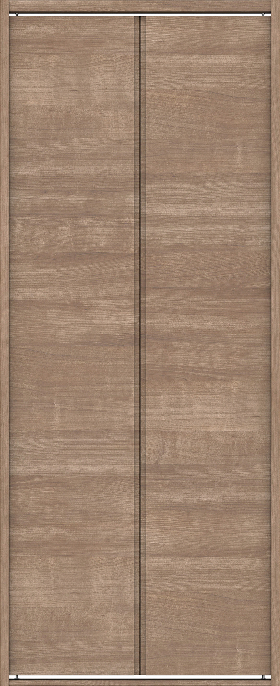 クローク収納　イエリア　折戸ユニット　ハンドルレス横木目タイプ　ウッド扉　四方枠（固定枠）　セット　７３５幅（３尺間口）　１８００高　〈トープグレー柄〉　ハンドルレス