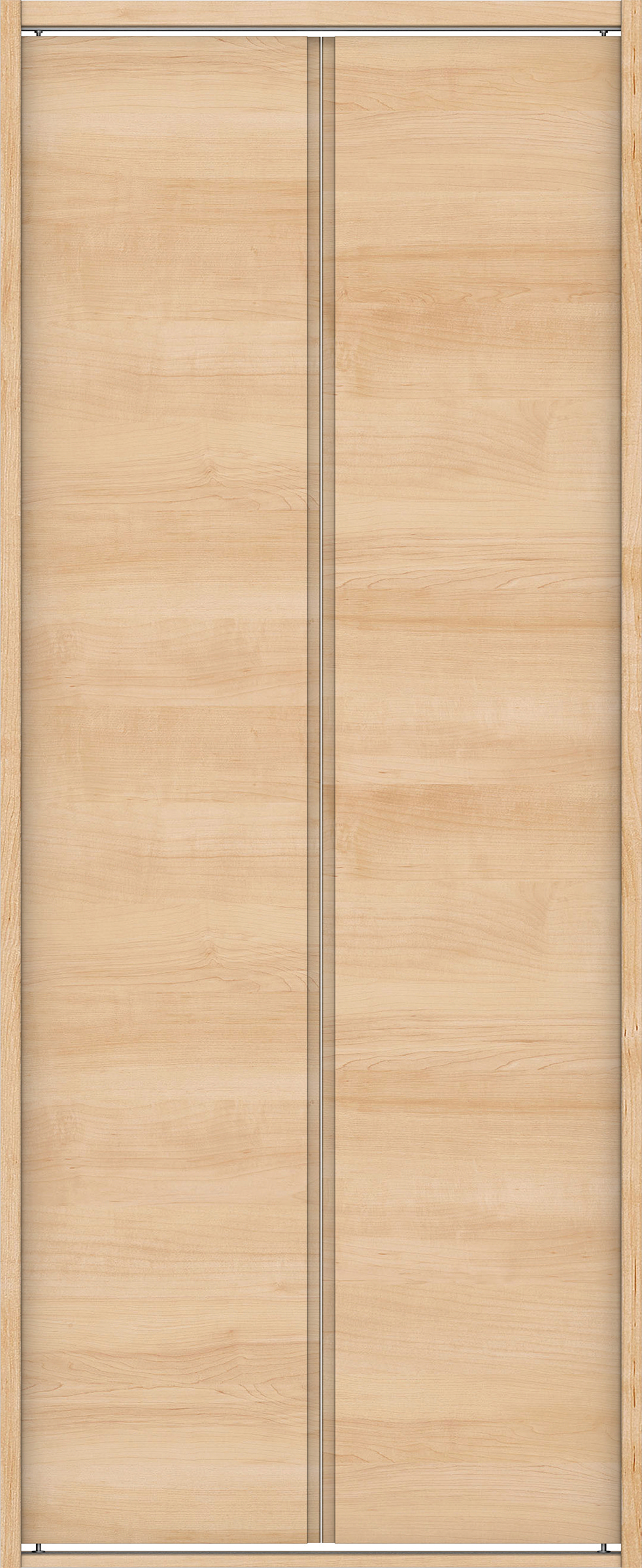 クローク収納　イエリア　折戸ユニット　ハンドルレス横木目タイプ　ウッド扉　四方枠（固定枠）　セット　７３５幅（３尺間口）　１８００高　〈ミルベージュ柄〉　ハンドルレス