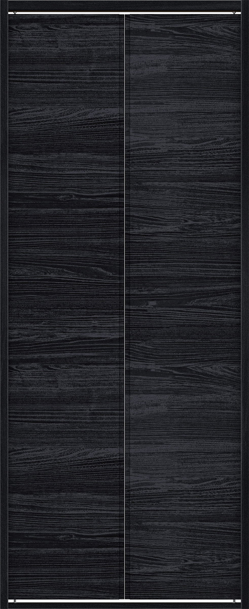 クローク収納　イエリア　折戸ユニット　ハンドルレス横木目タイプ　ウッド扉　四方枠（固定枠）　セット　７３５幅（３尺間口）　１８００高　〈モスブラック柄〉　ハンドルレス