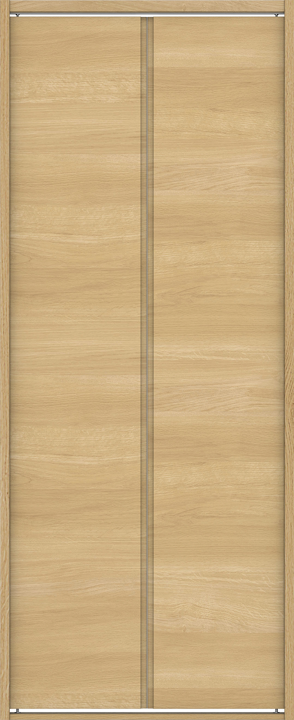 クローク収納　イエリア　折戸ユニット　ハンドルレス横木目タイプ　ウッド扉　四方枠（固定枠）　セット　７３５幅（３尺間口）　１８００高　〈ライトオーカー柄〉　ハンドルレス