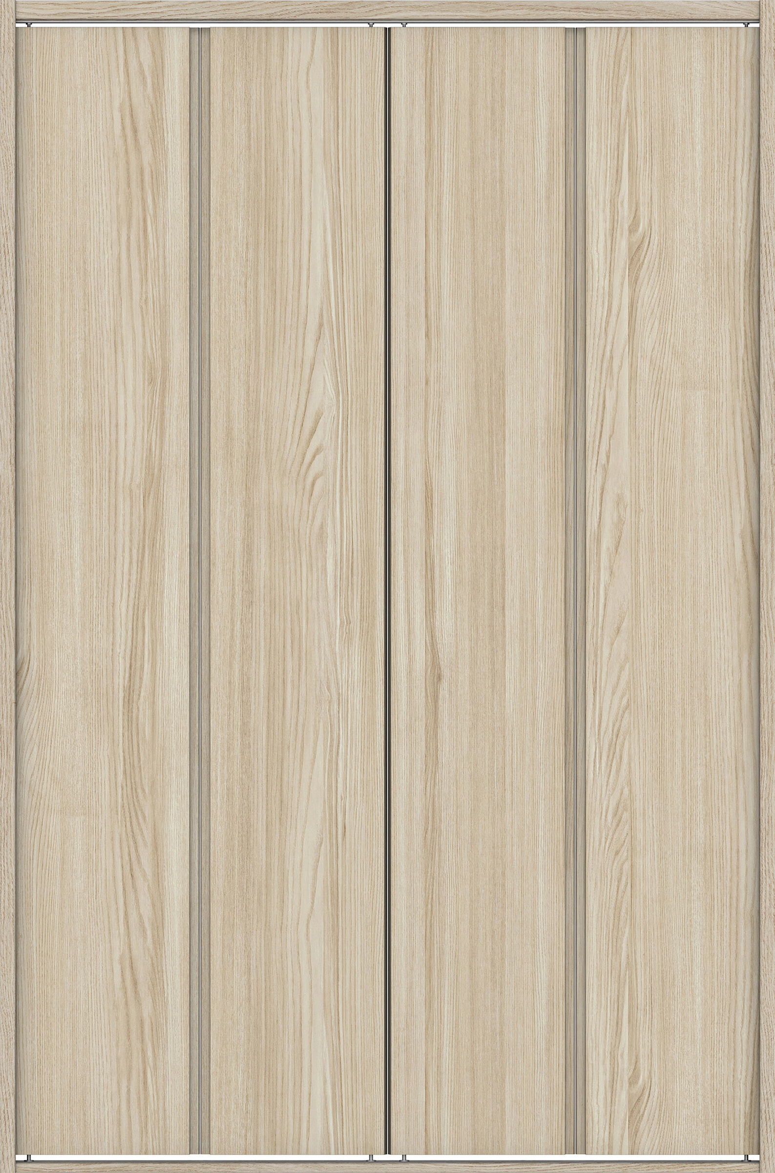 クローク収納　イエリア　折戸ユニット　ハンドルレス縦木目タイプ　ウッド扉　四方枠（固定枠）　セット　１１９０幅（４．５尺間口）　１８００高　〈ソフトグレージュ柄〉　ハンドルレス