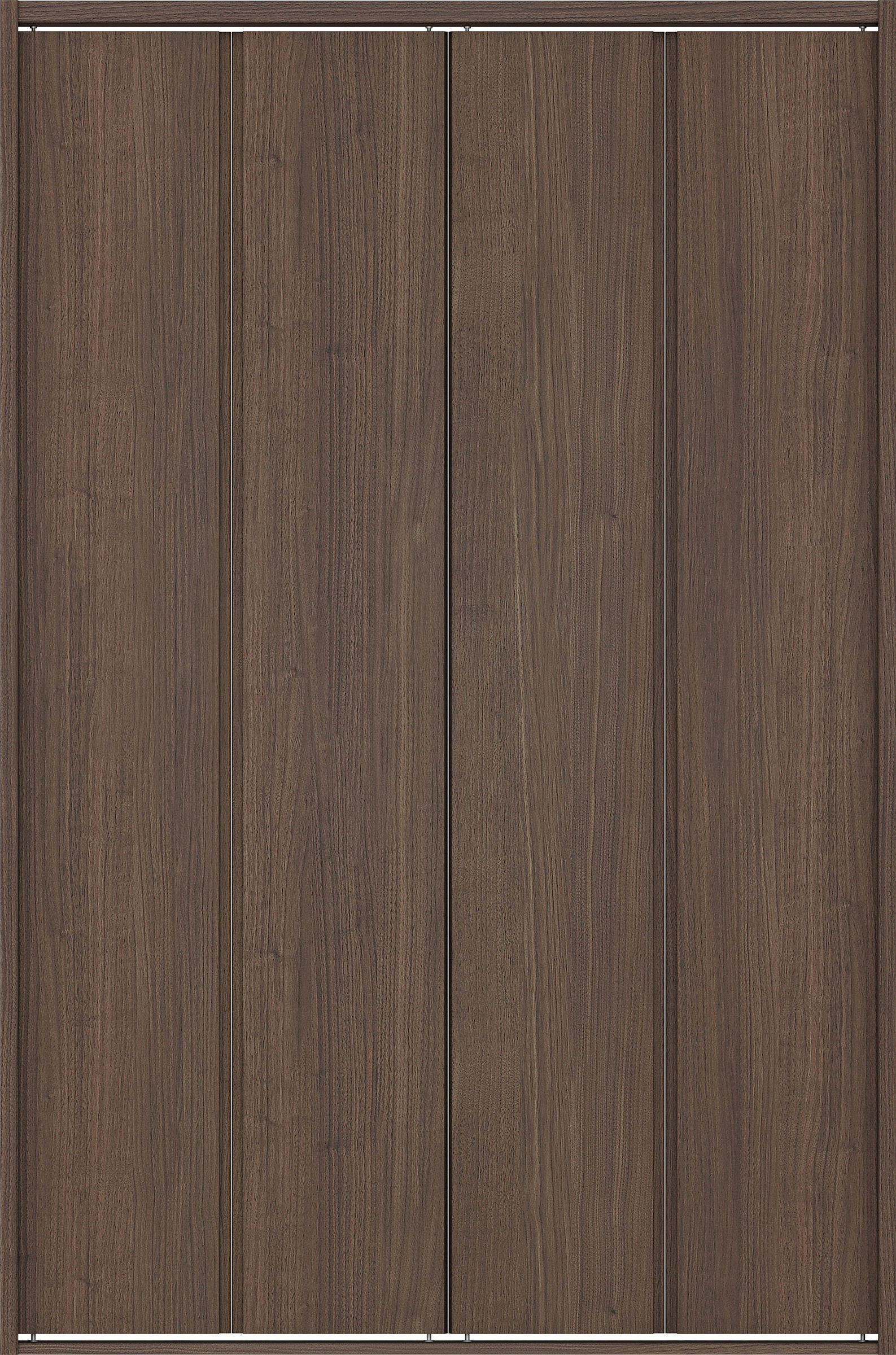 クローク収納　イエリア　折戸ユニット　ハンドルレス縦木目タイプ　ウッド扉　四方枠（固定枠）　セット　１１９０幅（４．５尺間口）　１８００高　〈ダルブラウン柄〉　ハンドルレス