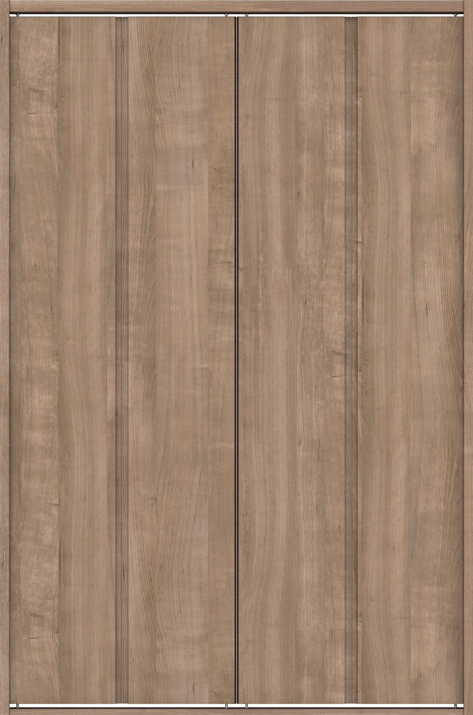 クローク収納　イエリア　折戸ユニット　ハンドルレス縦木目タイプ　ウッド扉　四方枠（固定枠）　セット　１１９０幅（４．５尺間口）　１８００高　〈トープグレー柄〉　ハンドルレス