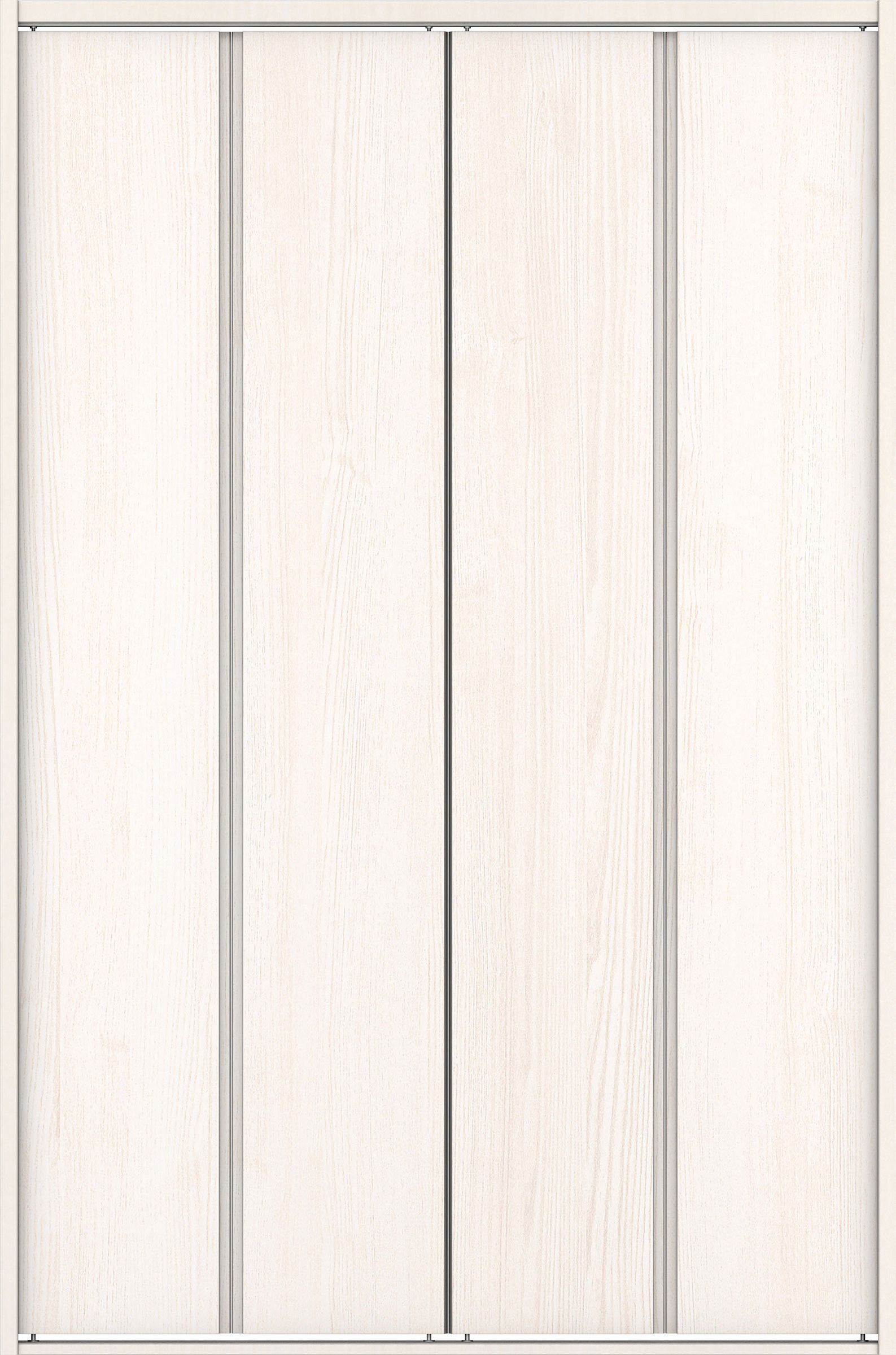 クローク収納　イエリア　折戸ユニット　ハンドルレス縦木目タイプ　ウッド扉　四方枠（固定枠）　セット　１１９０幅（４．５尺間口）　１８００高　〈ネオホワイト柄〉　ハンドルレス