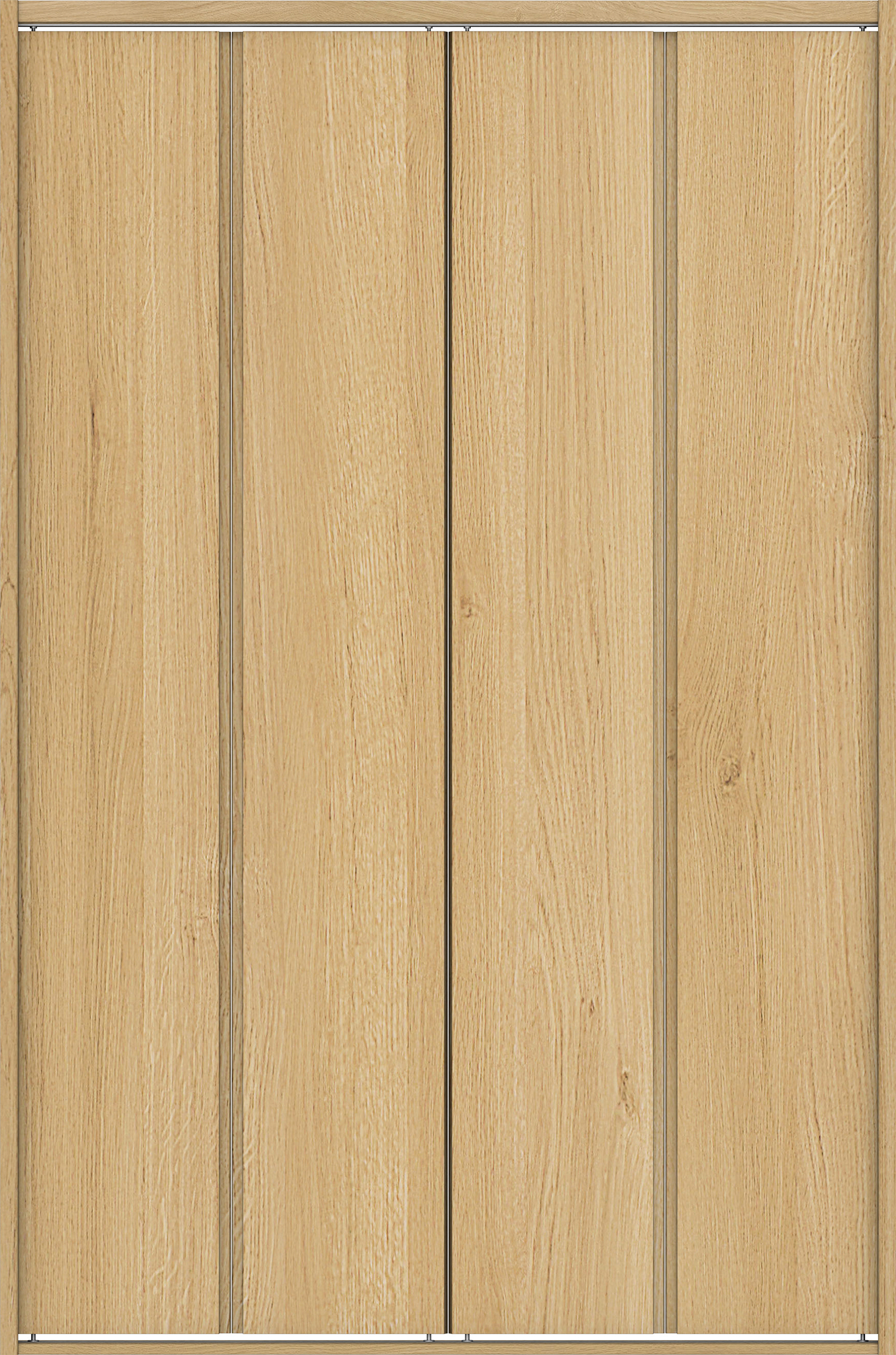 クローク収納　イエリア　折戸ユニット　ハンドルレス縦木目タイプ　ウッド扉　四方枠（固定枠）　セット　１１９０幅（４．５尺間口）　１８００高　〈ライトオーカー柄〉　ハンドルレス