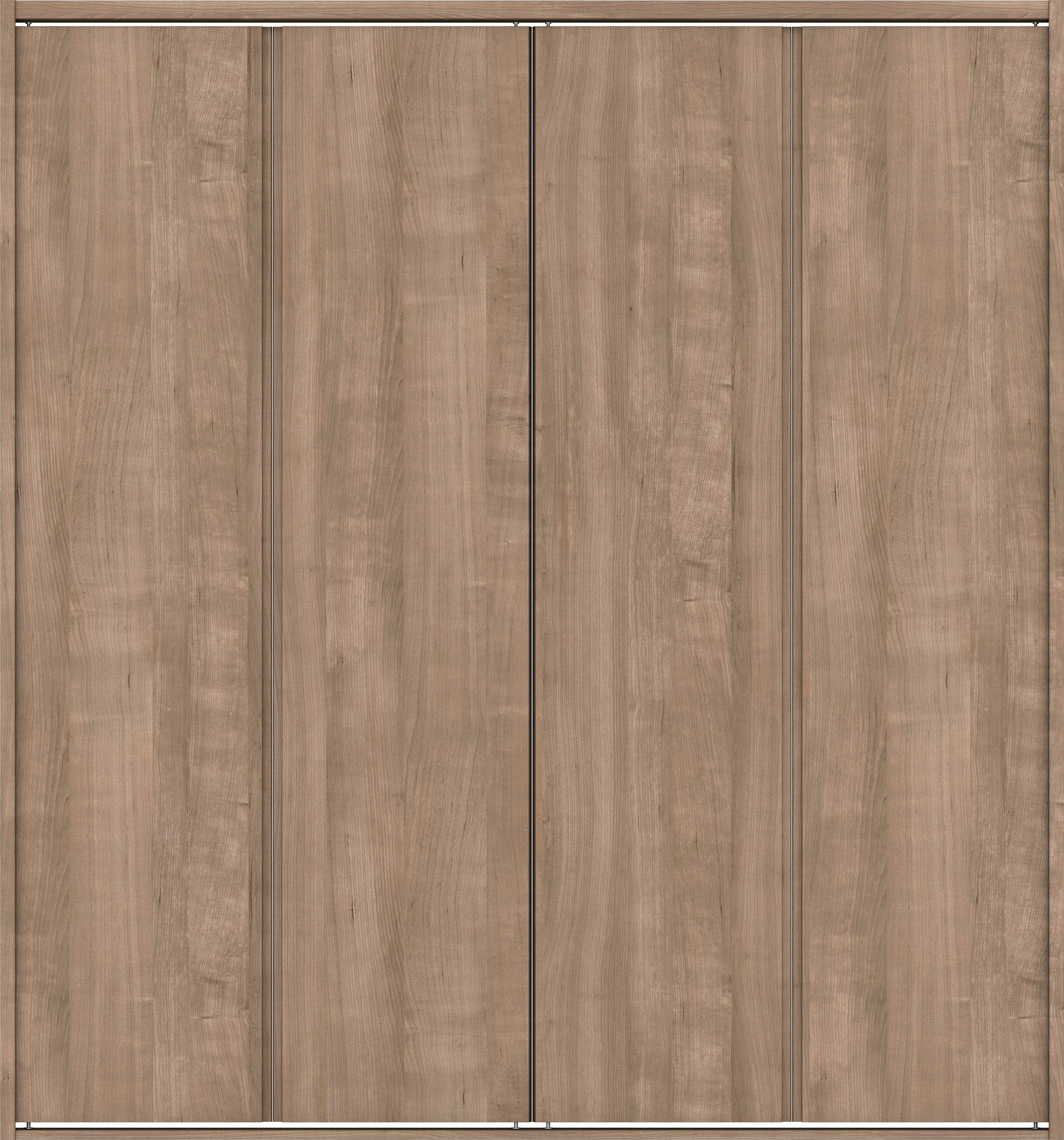 クローク収納　イエリア　折戸ユニット　ハンドルレス縦木目タイプ　ウッド扉　四方枠（固定枠）　セット　１６８０幅（６尺間口）　１８００高　〈トープグレー柄〉　ハンドルレス