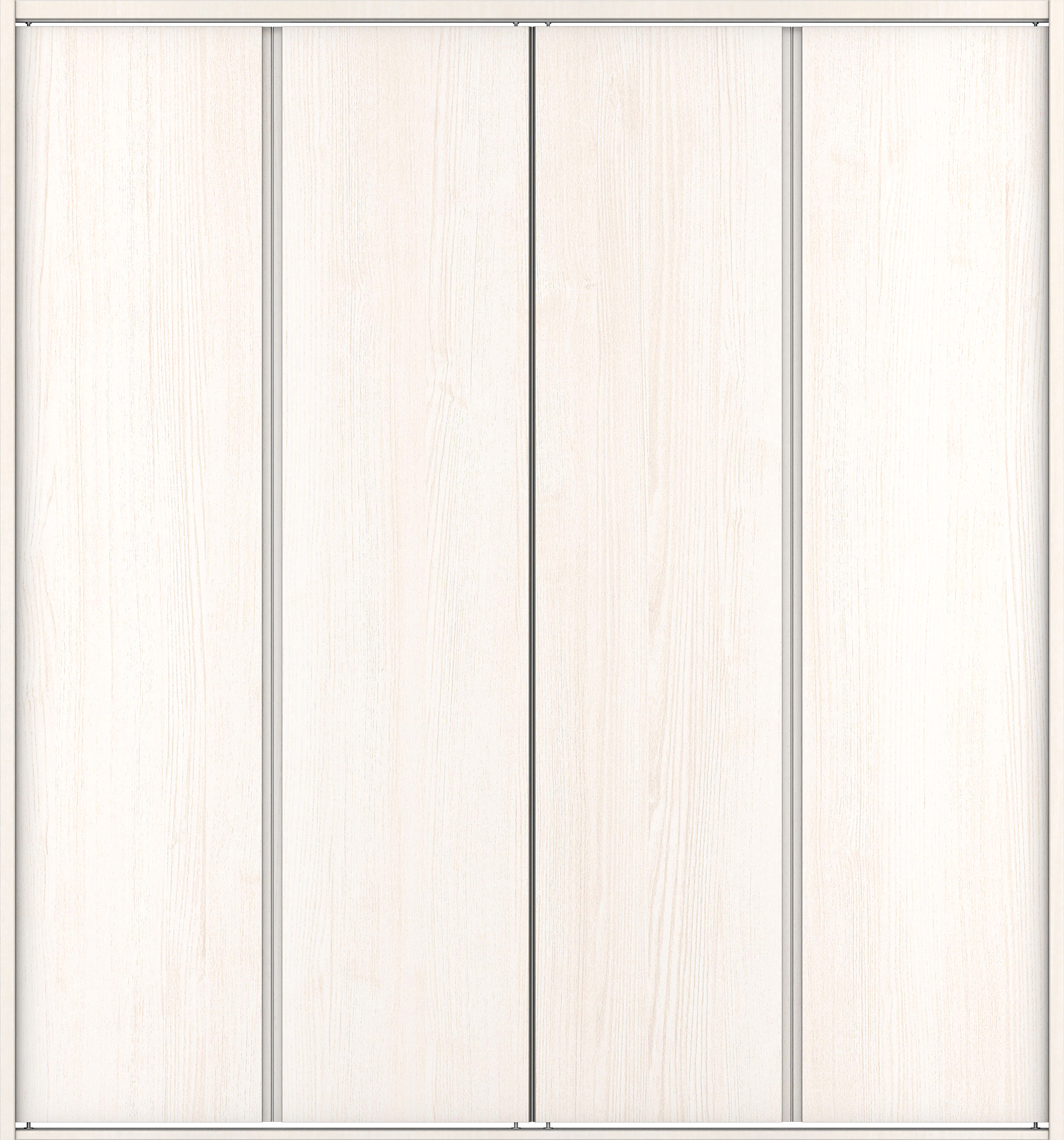 クローク収納　イエリア　折戸ユニット　ハンドルレス縦木目タイプ　ウッド扉　四方枠（固定枠）　セット　１６４４幅（６尺小間口）　１８００高　〈ネオホワイト柄〉　ハンドルレス