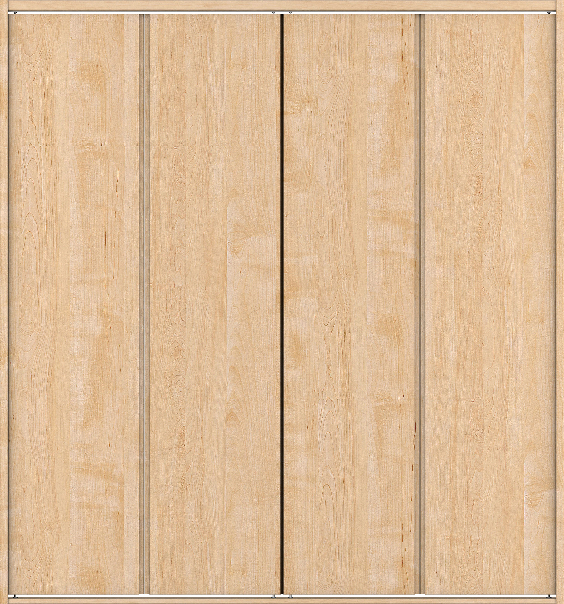 クローク収納　イエリア　折戸ユニット　ハンドルレス縦木目タイプ　ウッド扉　四方枠（固定枠）　セット　１６４４幅（６尺小間口）　１８００高　〈ミルベージュ柄〉　ハンドルレス