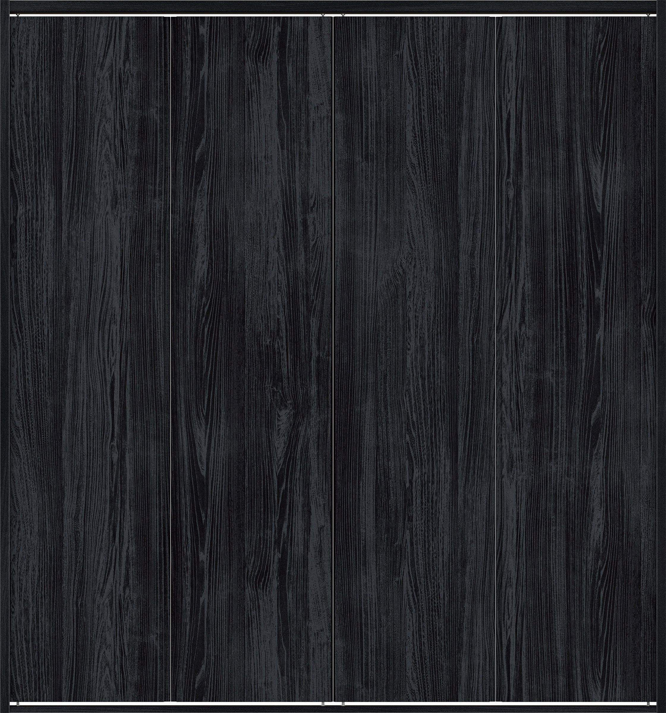 クローク収納　イエリア　折戸ユニット　ハンドルレス縦木目タイプ　ウッド扉　四方枠（固定枠）　セット　１６８０幅（６尺間口）　１８００高　〈モスブラック柄〉　ハンドルレス