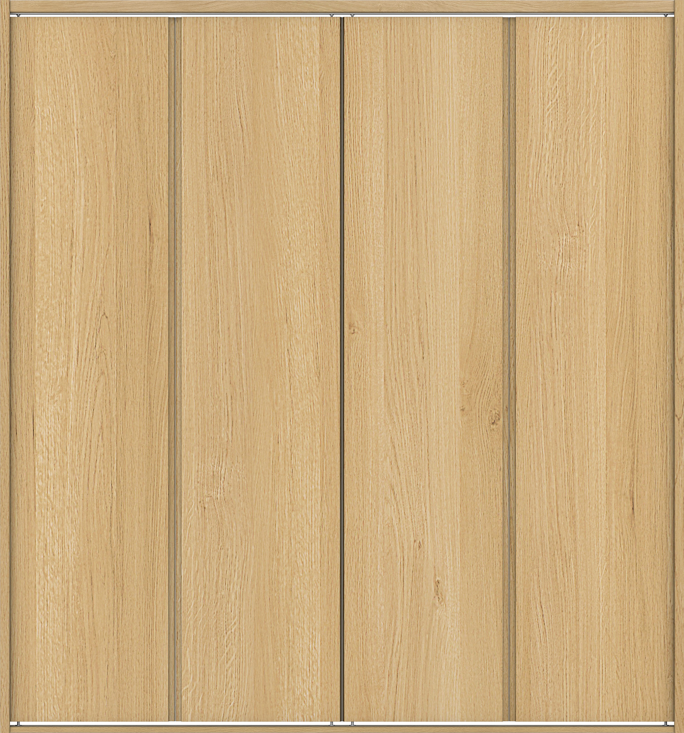 クローク収納　イエリア　折戸ユニット　ハンドルレス縦木目タイプ　ウッド扉　四方枠（固定枠）　セット　１６４４幅（６尺小間口）　１８００高　〈ライトオーカー柄〉　ハンドルレス