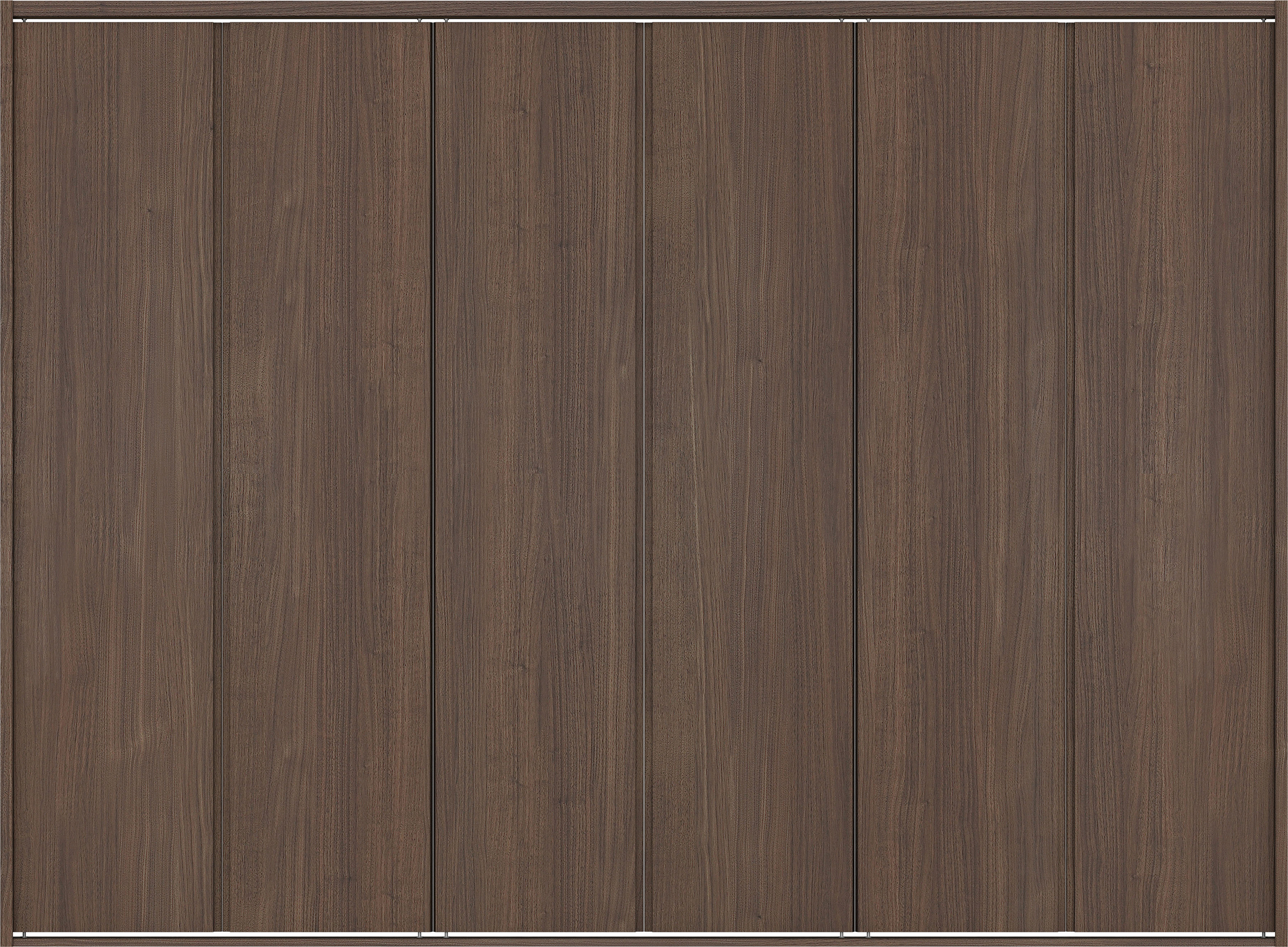 クローク収納　イエリア　折戸ユニット　ハンドルレス縦木目タイプ　ウッド扉　四方枠（固定枠）　セット　２４５０幅（９尺間口）　１８００高　〈ダルブラウン柄〉　ハンドルレス