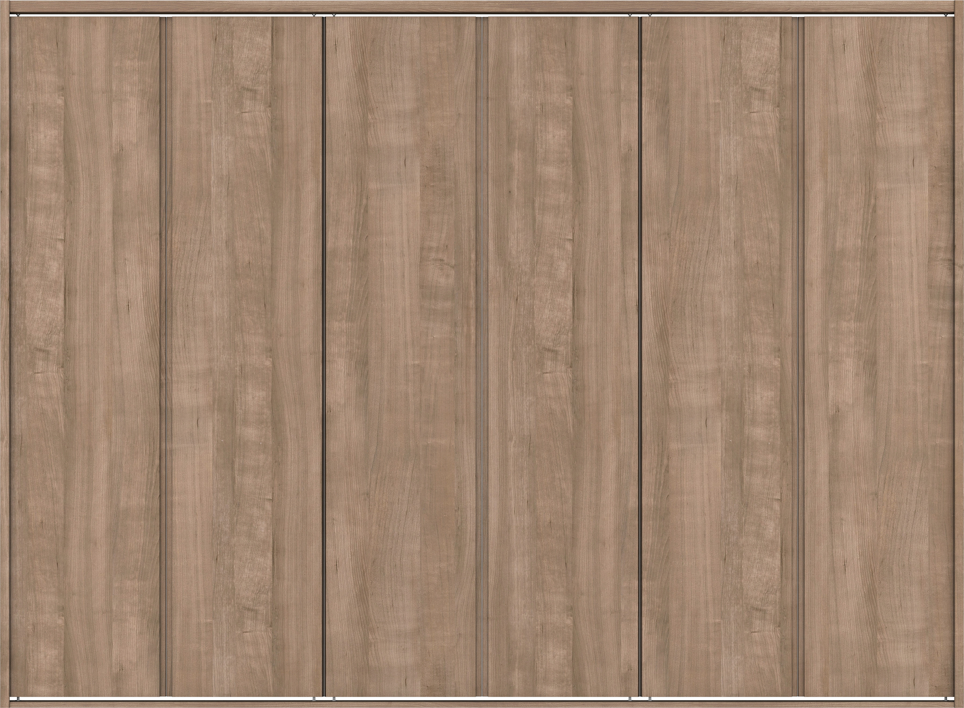 クローク収納　イエリア　折戸ユニット　ハンドルレス縦木目タイプ　ウッド扉　四方枠（固定枠）　セット　２４５０幅（９尺間口）　１８００高　〈トープグレー柄〉　ハンドルレス