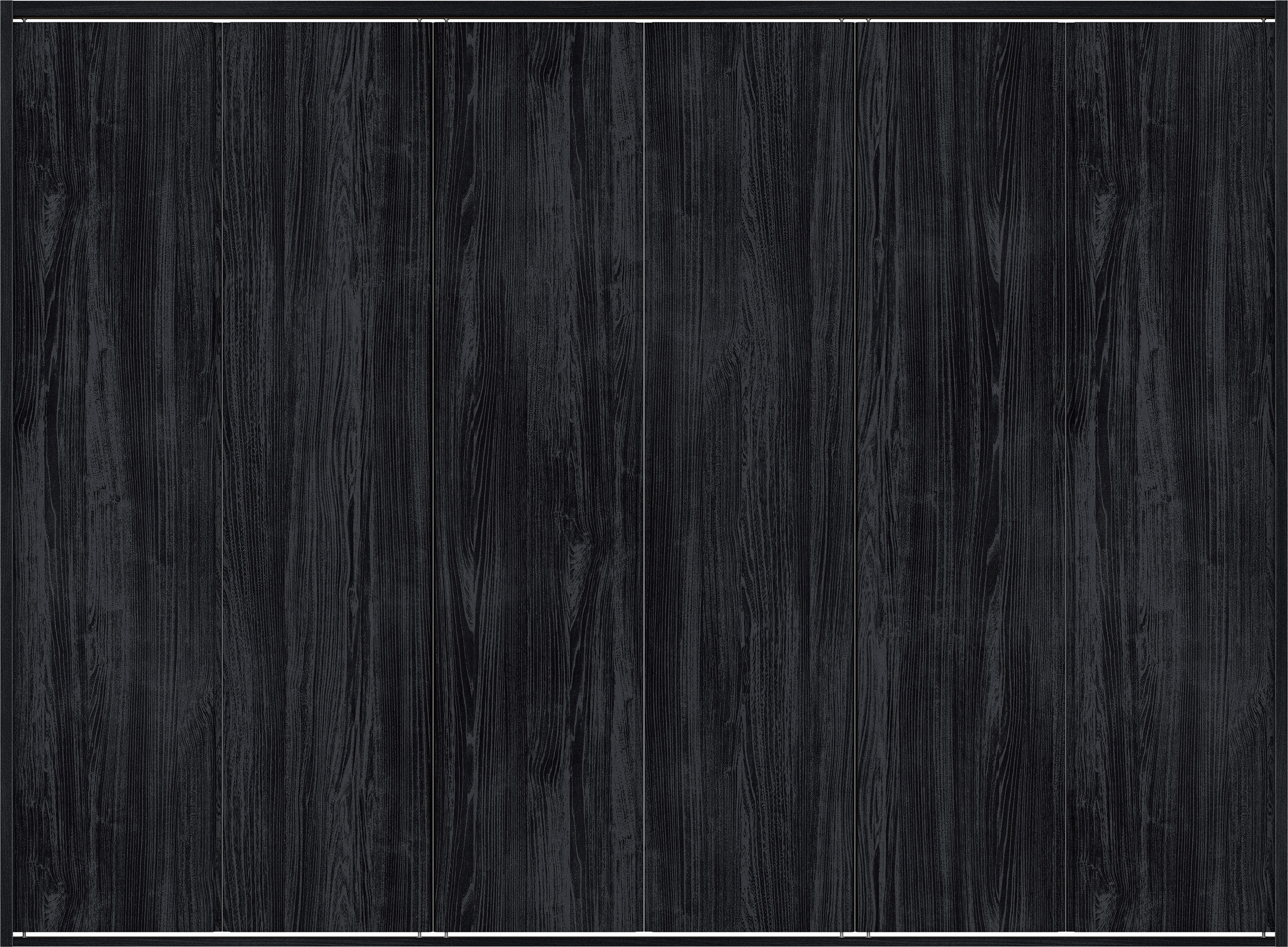 クローク収納　イエリア　折戸ユニット　ハンドルレス縦木目タイプ　ウッド扉　四方枠（固定枠）　セット　２４５０幅（９尺間口）　１８００高　〈モスブラック柄〉　ハンドルレス