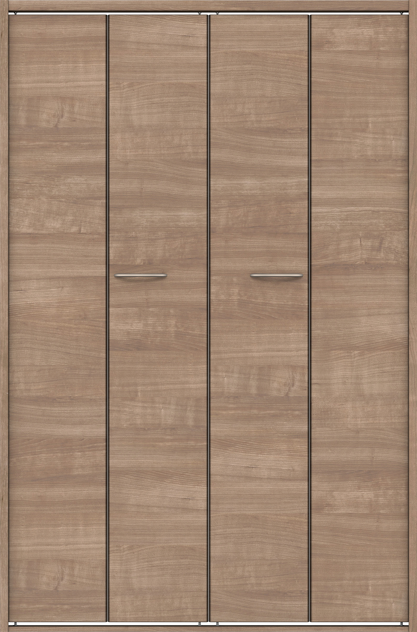 クローク収納　イエリア　折戸ユニット　フラット横木目タイプ　ウッド扉　四方枠（固定枠）　セット　１１９０幅（４．５尺間口）　１８００高　〈トープグレー柄〉　ハンドルラウンド型〈Ｔシルバー色〉