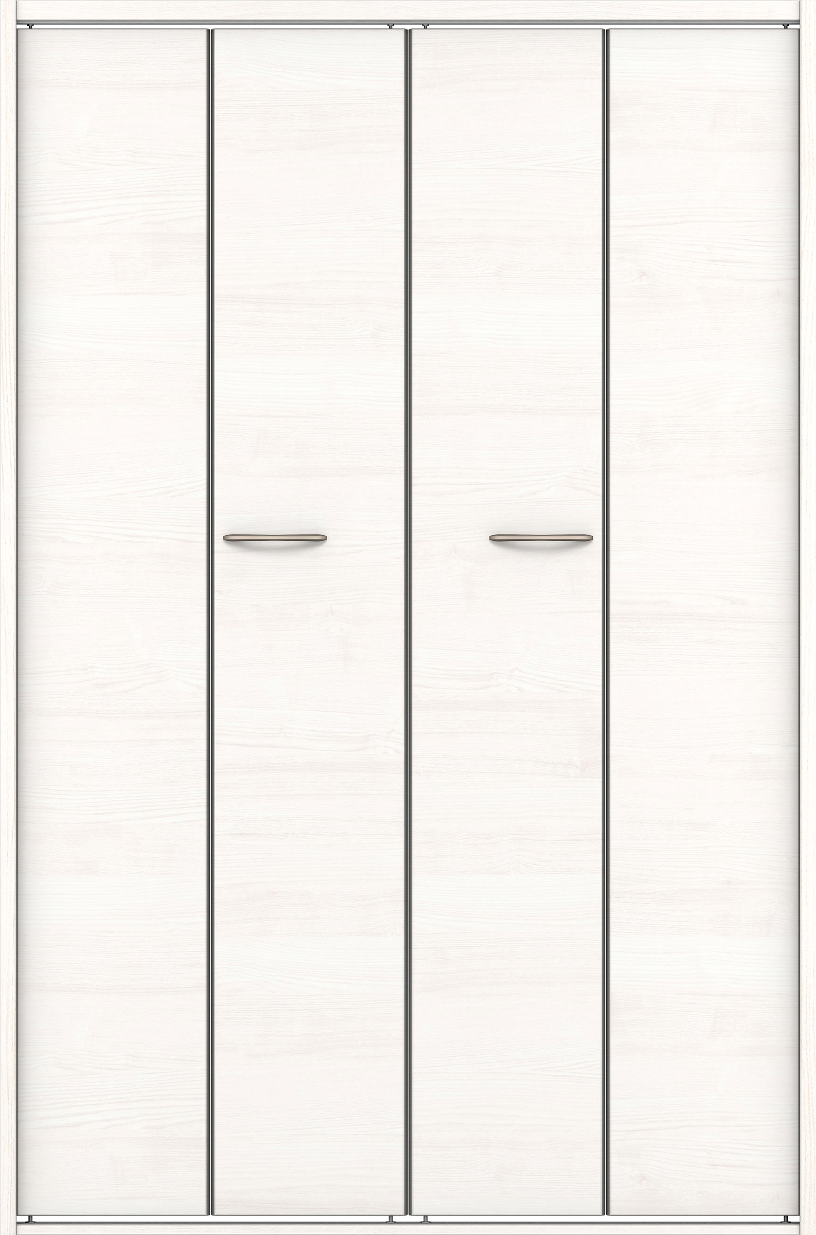 クローク収納　イエリア　折戸ユニット　フラット横木目タイプ　ウッド扉　四方枠（固定枠）　セット　１１９０幅（４．５尺間口）　１８００高　〈ネオホワイト柄〉　ハンドルラウンド型〈Ｔシルバー色〉