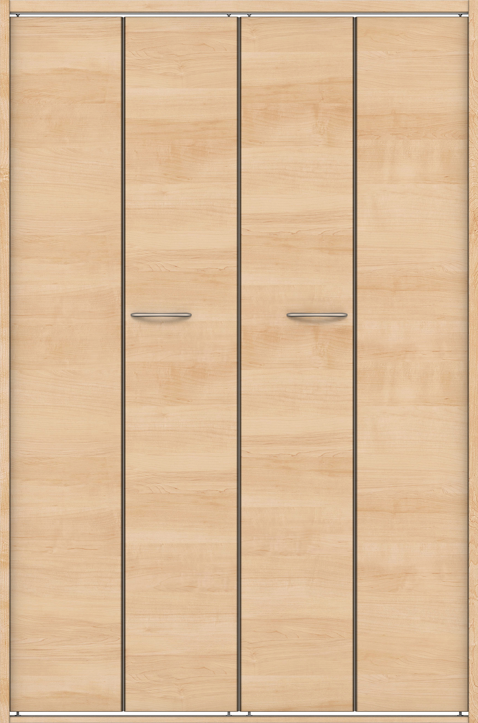 クローク収納　イエリア　折戸ユニット　フラット横木目タイプ　ウッド扉　四方枠（固定枠）　セット　１１９０幅（４．５尺間口）　１８００高　〈ミルベージュ柄〉　ハンドルラウンド型〈Ｔシルバー色〉