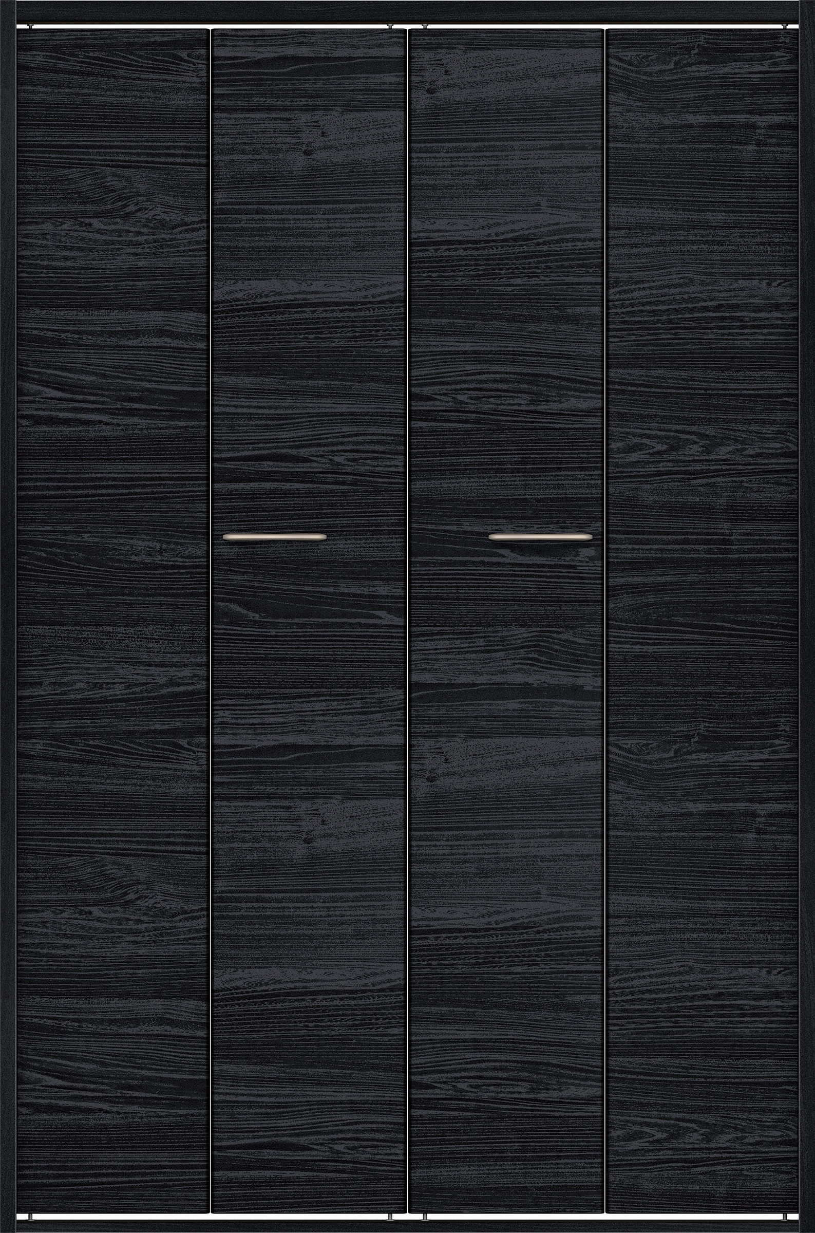 クローク収納　イエリア　折戸ユニット　フラット横木目タイプ　ウッド扉　四方枠（固定枠）　セット　１１９０幅（４．５尺間口）　１８００高　〈モスブラック柄〉　ハンドルラウンド型〈Ｔシルバー色〉