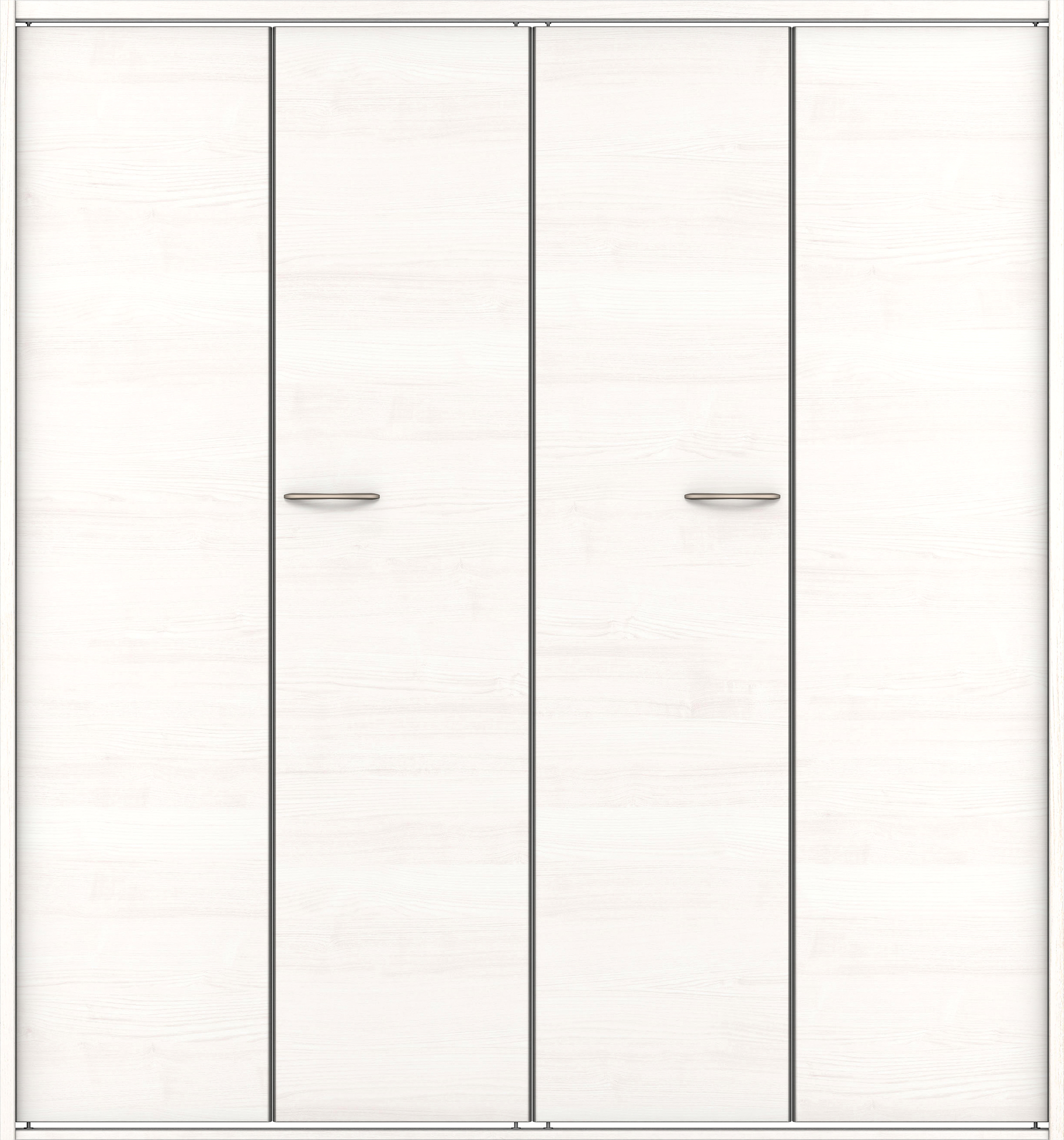 クローク収納　イエリア　折戸ユニット　フラット横木目タイプ　ウッド扉　四方枠（固定枠）　セット　１６８０幅（６尺間口）　１８００高　〈ネオホワイト柄〉　ハンドルラウンド型〈Ｔシルバー色〉