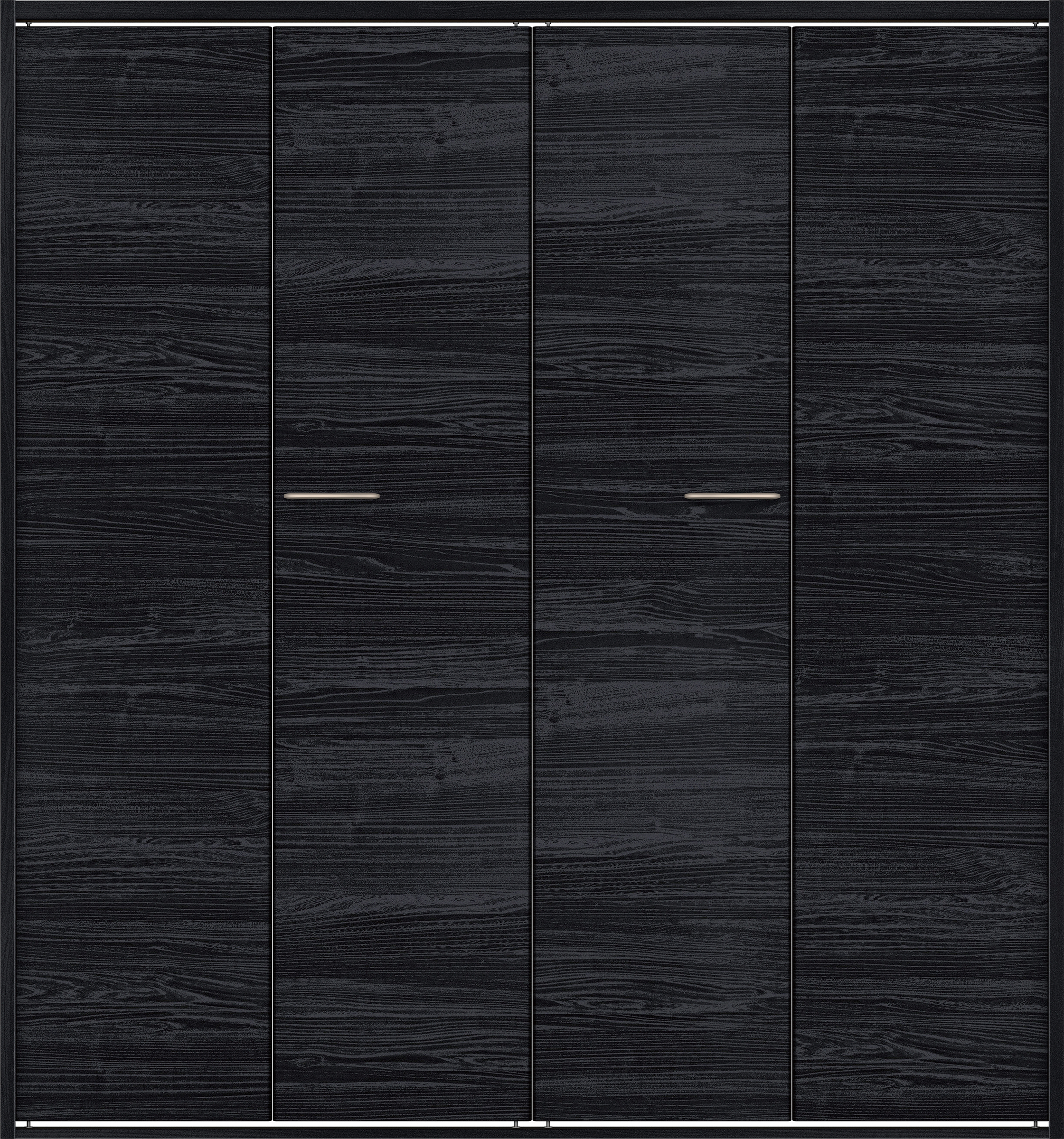 クローク収納　イエリア　折戸ユニット　フラット横木目タイプ　ウッド扉　四方枠（固定枠）　セット　１６４４幅（６尺小間口）　１８００高　〈モスブラック柄〉　ハンドルラウンド型〈Ｔシルバー色〉