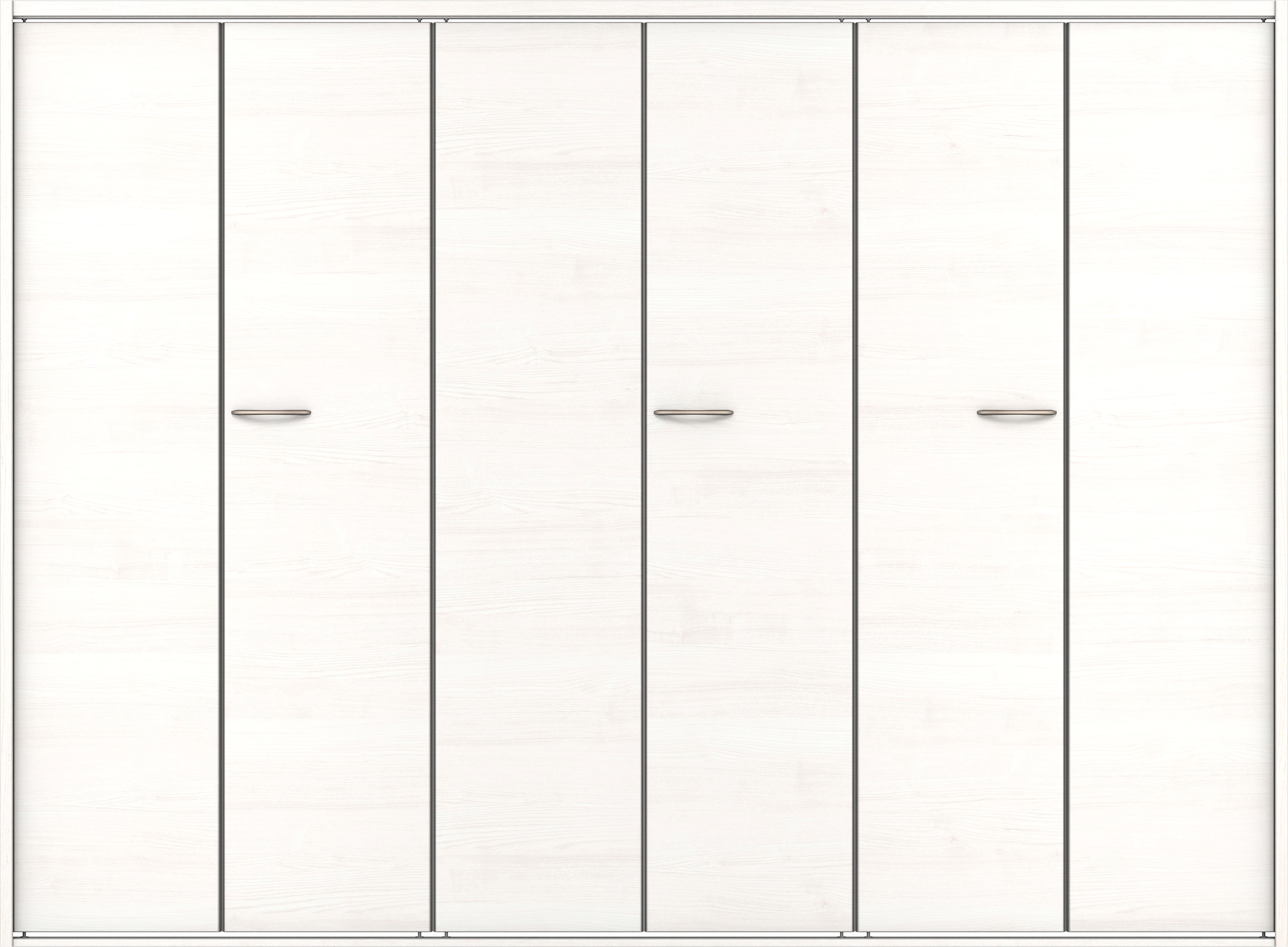 クローク収納　イエリア　折戸ユニット　フラット横木目タイプ　ウッド扉　四方枠（固定枠）　セット　２４５０幅（９尺間口）　１８００高　〈ネオホワイト柄〉　ハンドルラウンド型〈Ｔシルバー色〉