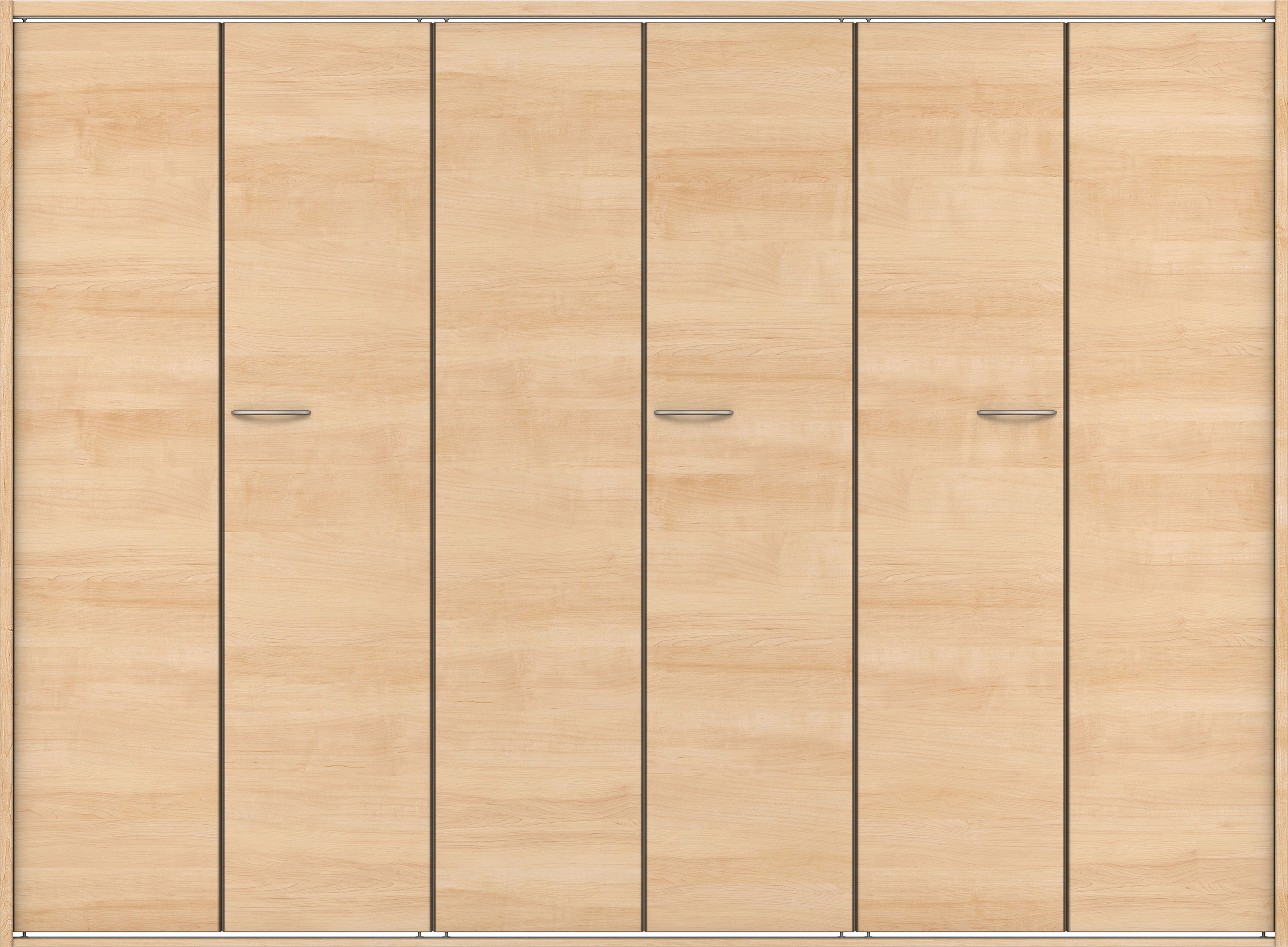 クローク収納　イエリア　折戸ユニット　フラット横木目タイプ　ウッド扉　四方枠（固定枠）　セット　２４５０幅（９尺間口）　１８００高　〈ミルベージュ柄〉　ハンドルラウンド型〈Ｔシルバー色〉