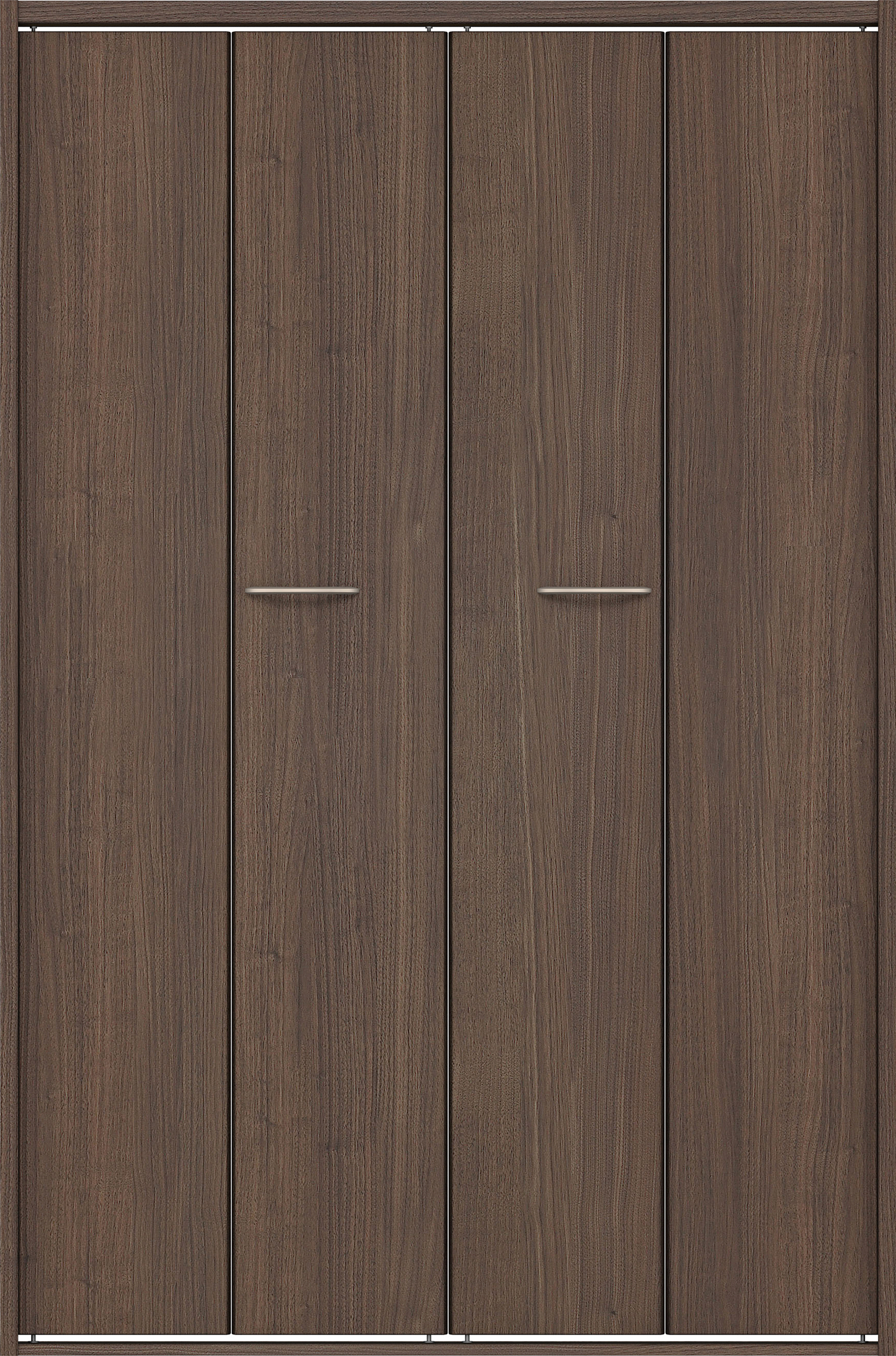 クローク収納　イエリア　折戸ユニット　フラット縦木目タイプ　ウッド扉　四方枠（固定枠）　セット　１１９０幅（４．５尺間口）　１８００高　〈ダルブラウン柄〉　ハンドルラウンド型〈Ｔシルバー色〉