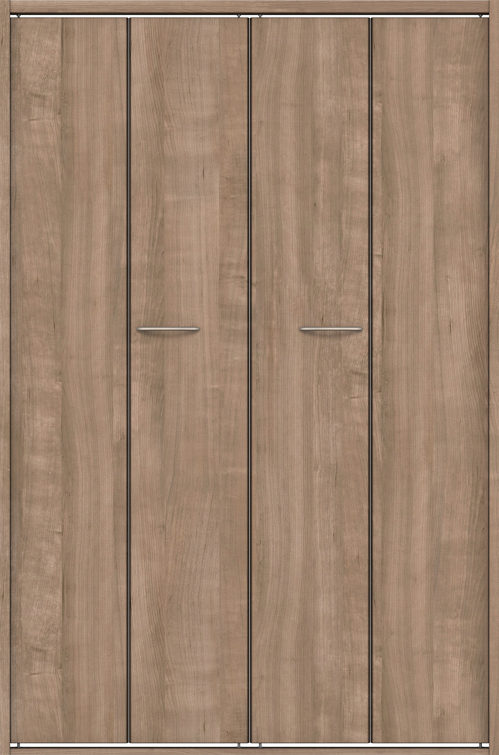 クローク収納　イエリア　折戸ユニット　フラット縦木目　ウッド扉　四方枠（固定枠）　セット　１１９０幅（４．５尺間口）　１８００高　〈トープグレー柄〉　ハンドルラウンド型〈Ｔシルバー色〉　抗ウイルス