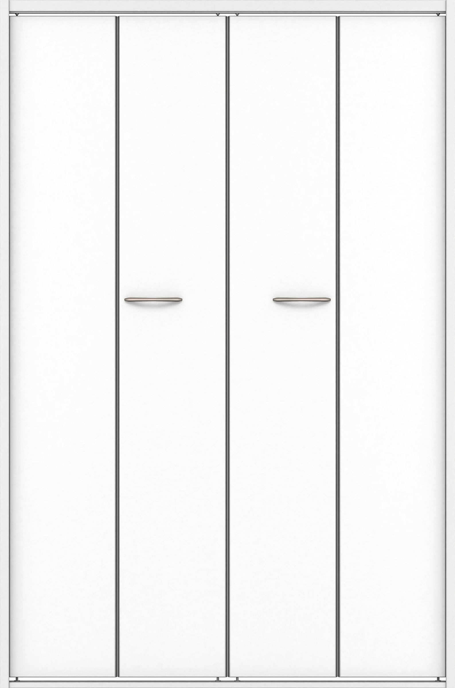 クローク収納　イエリア　折戸ユニット　フラット縦木目タイプ　ウッド扉　四方枠（固定枠）　セット　１１９０幅（４．５尺間口）　１８００高　〈パウダーホワイト柄〉　ハンドルラウンド型〈Ｔシルバー色〉