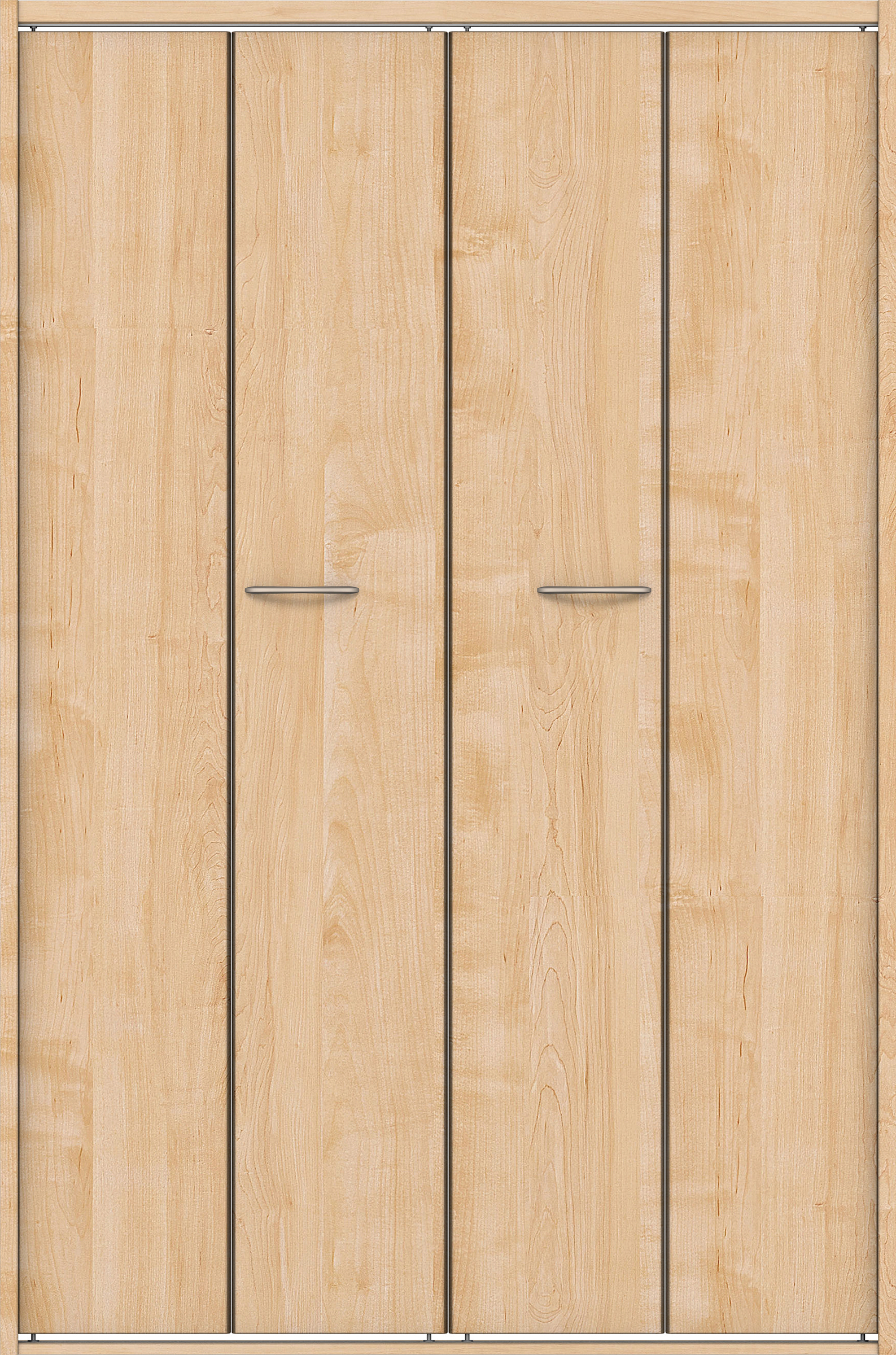 クローク収納　イエリア　折戸ユニット　フラット縦木目タイプ　ウッド扉　四方枠（固定枠）　セット　１１９０幅（４．５尺間口）　１８００高　〈ミルベージュ柄〉　ハンドルラウンド型〈Ｔシルバー色〉