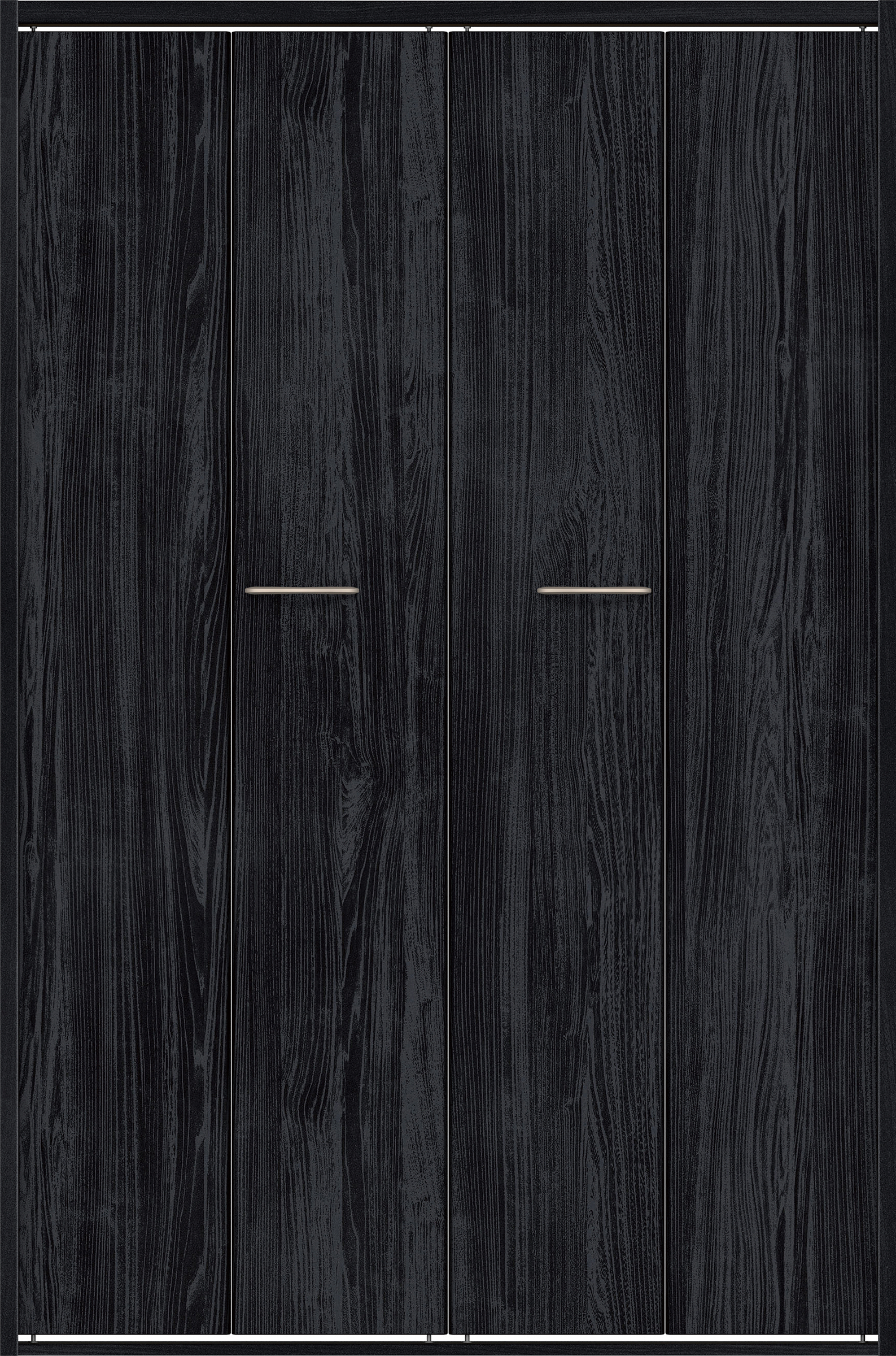 クローク収納　イエリア　折戸ユニット　フラット縦木目タイプ　ウッド扉　四方枠（固定枠）　セット　１１９０幅（４．５尺間口）　１８００高　〈モスブラック柄〉　ハンドルラウンド型〈Ｔシルバー色〉