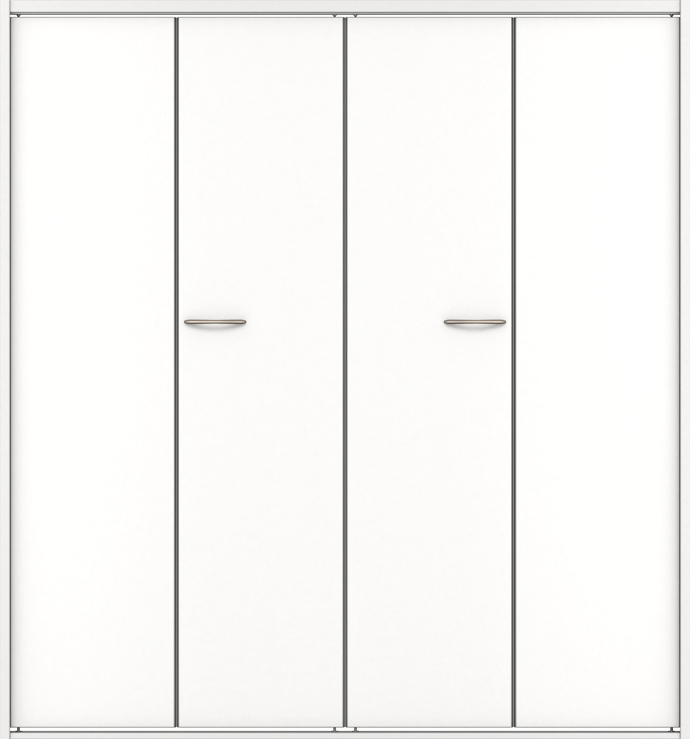 クローク収納　イエリア　折戸ユニット　フラット縦木目タイプ　ウッド扉　四方枠（固定枠）　セット　１６８０幅（６尺間口）　１８００高　〈パウダーホワイト柄〉　ハンドルラウンド型〈Ｔシルバー色〉