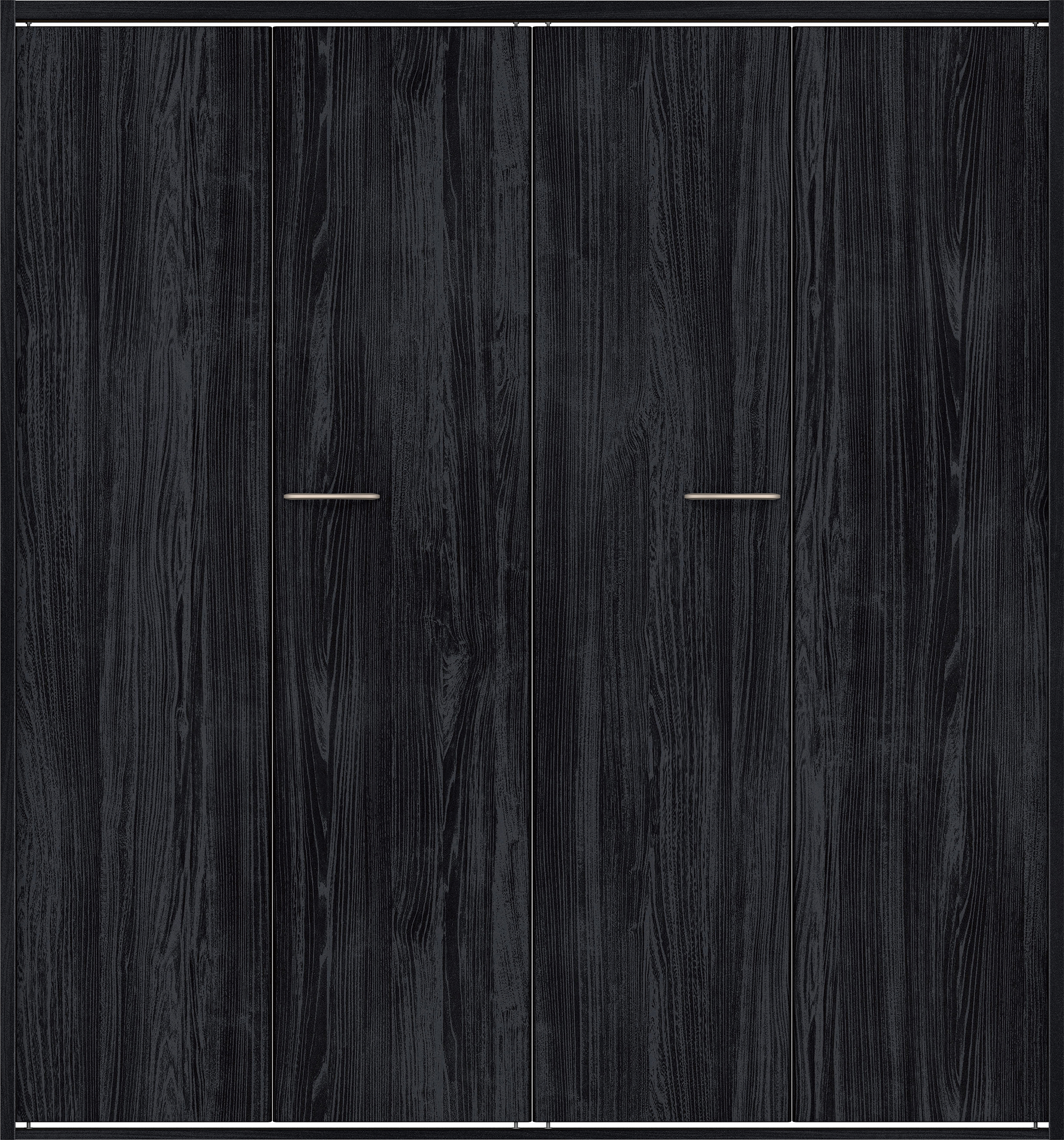 クローク収納　イエリア　折戸ユニット　フラット縦木目タイプ　ウッド扉　四方枠（固定枠）　セット　１６８０幅（６尺間口）　１８００高　〈モスブラック柄〉　ハンドルラウンド型〈Ｔシルバー色〉