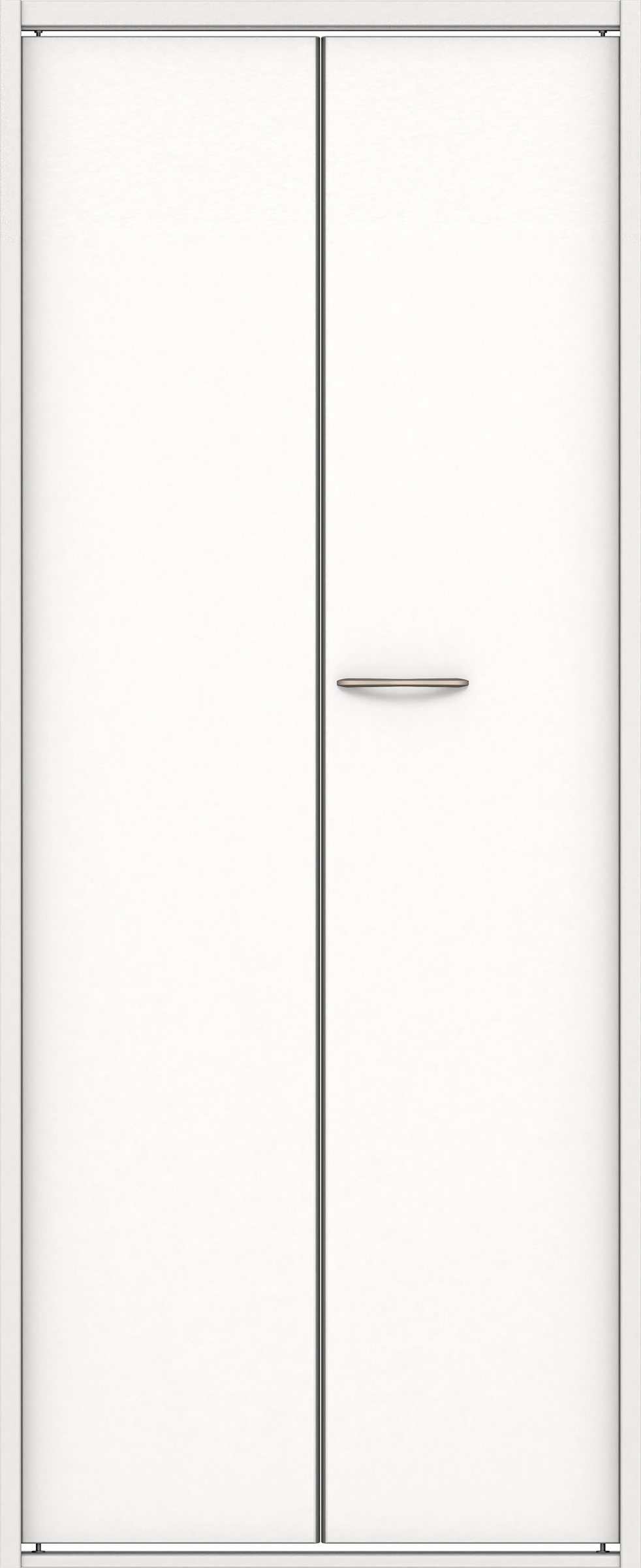 クローク収納　イエリア　折戸ユニット　フラット縦木目タイプ　ウッド扉　四方枠（固定枠）　セット　７３５幅（３尺間口）　１８００高　〈パウダーホワイト柄〉　ハンドルラウンド型〈Ｔシルバー色〉