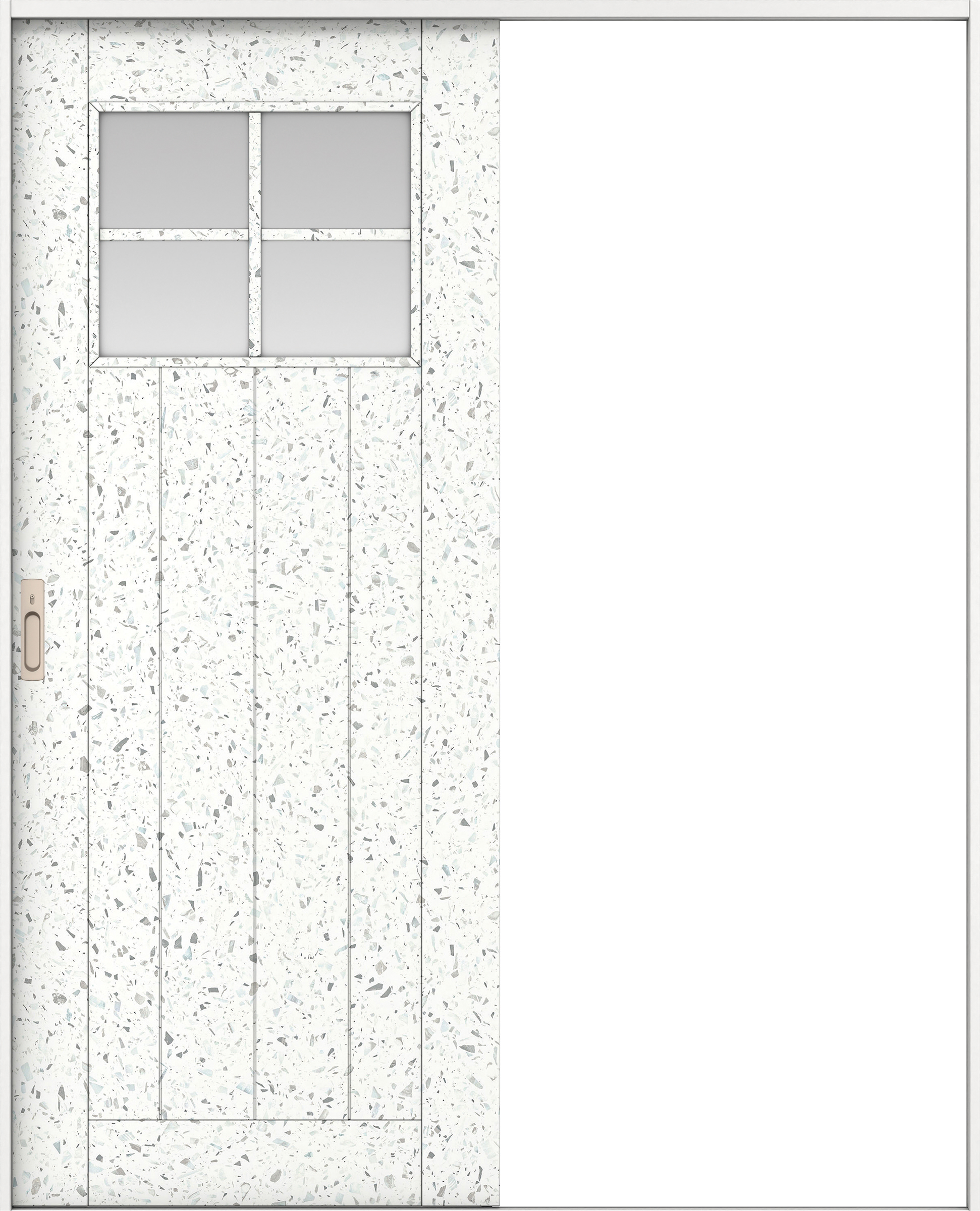 リビングドア　イエリア　引戸・片引　扉セット　１Ｓデザイン　１６４５幅用　２０００高　〈テラゾホワイト柄〉　左右兼用　カマ錠付　間仕切錠　ラクラクローズ付