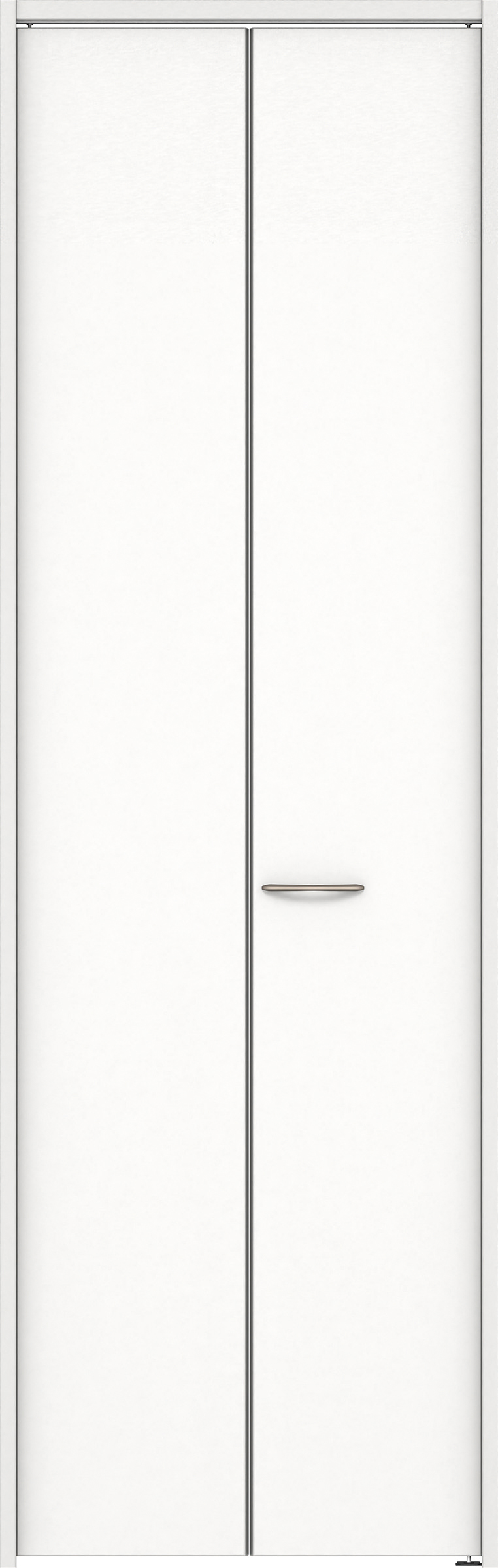 クローク収納　イエリア　折戸ユニット　フラット縦木目　ウッド扉　下レールレス三方枠（固定枠）　セット　７３５幅（３尺間口）　２３２０高　〈パウダーホワイト柄〉　ハンドルラウンド型〈Ｔシルバー色〉
