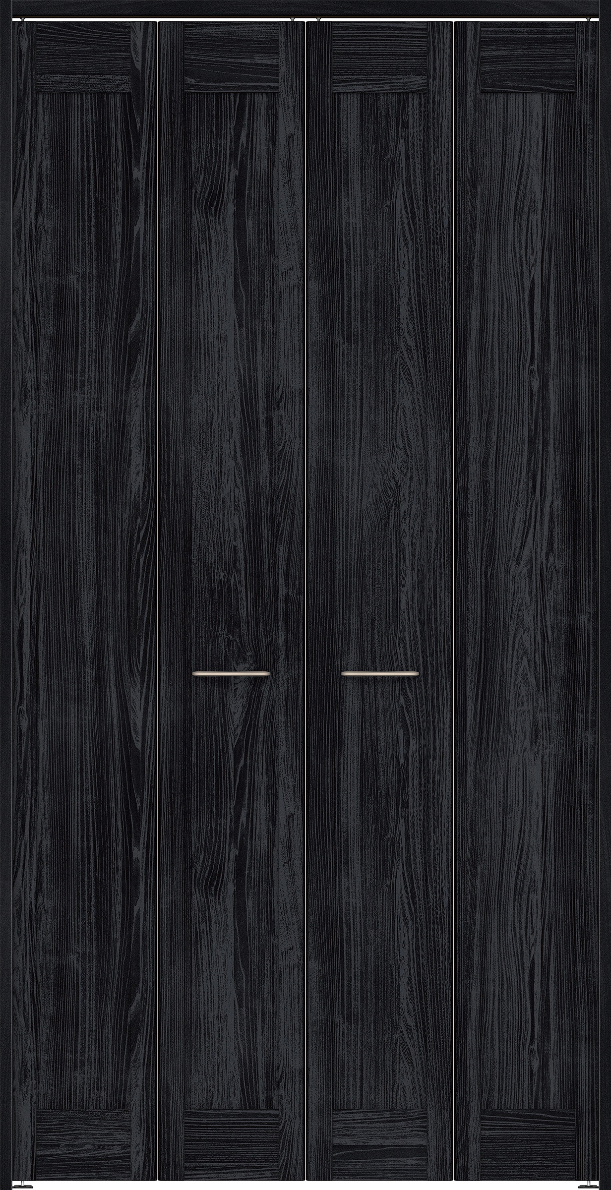 クローク収納　イエリア　折戸ユニット　カマチタイプ　ウッド扉　下レールレス三方枠（固定枠）　セット　１１９０幅（４．５尺間口）　２３２０高　〈モスブラック柄〉　ハンドルラウンド型〈Ｔシルバー色〉