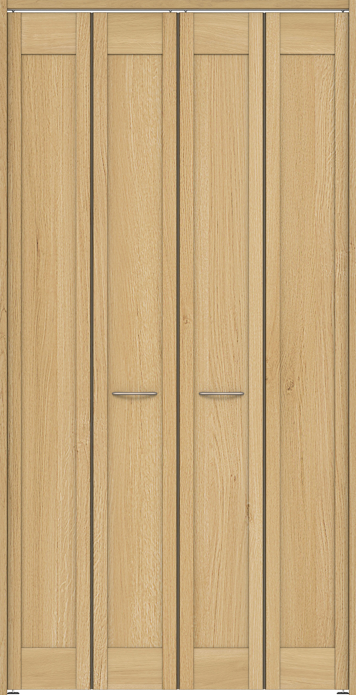 クローク収納　イエリア　折戸ユニット　カマチタイプ　ウッド扉　下レールレス三方枠（固定枠）　セット　１１９０幅（４．５尺間口）　２３２０高　〈ライトオーカー柄〉　ハンドル角型〈ブラック色〉