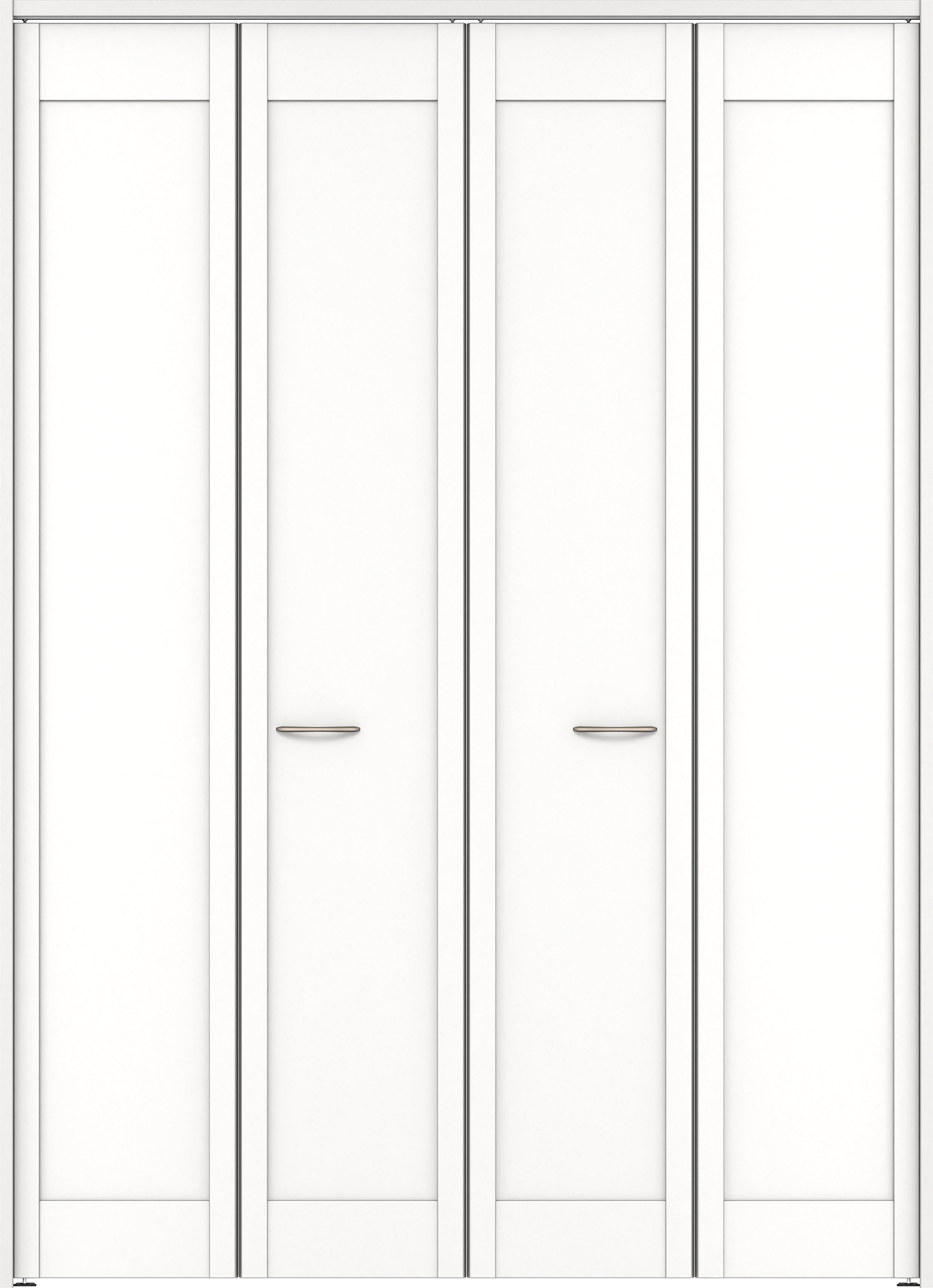 クローク収納　イエリア　折戸ユニット　カマチタイプ　ウッド扉　下レールレス三方枠（固定枠）　セット　１６４４幅（６尺小間口）　２３２０高　〈パウダーホワイト柄〉　ハンドルラウンド型〈Ｔシルバー色〉