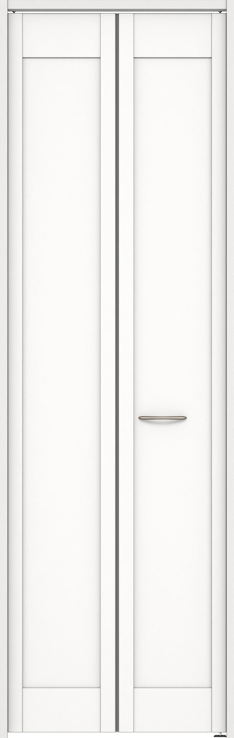 クローク収納　イエリア　折戸ユニット　カマチタイプ　ウッド扉　下レールレス三方枠（固定枠）　セット　７３５幅（３尺間口）　２３２０高　〈パウダーホワイト柄〉　ハンドルラウンド型〈Ｔシルバー色〉