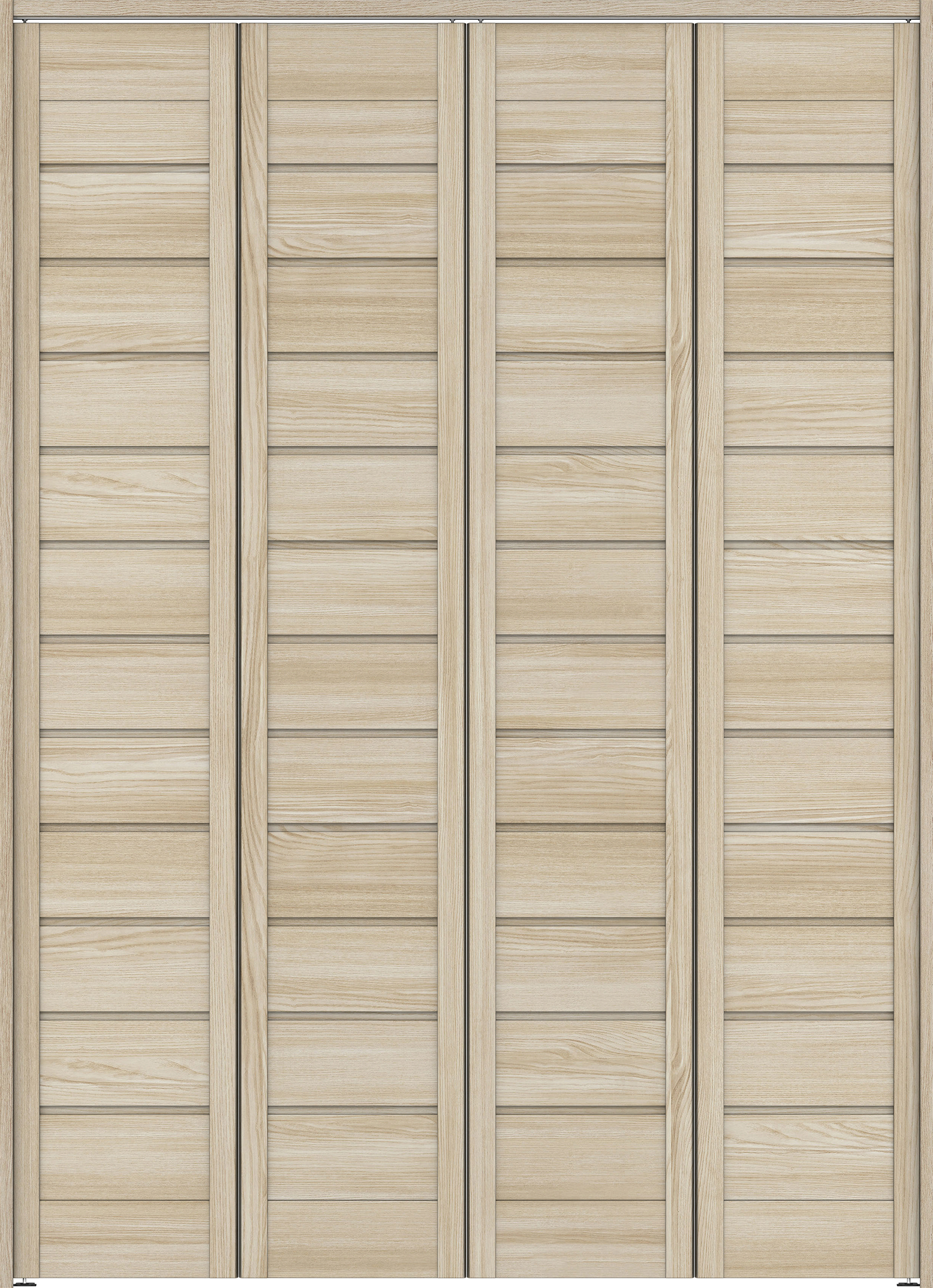 クローク収納　イエリア　折戸ユニット　通気タイプ　ウッド扉　下レールレス三方枠（固定枠）　セット　１６４４幅（６尺小間口）　２３２０高　〈ソフトグレージュ柄〉　ハンドルレス