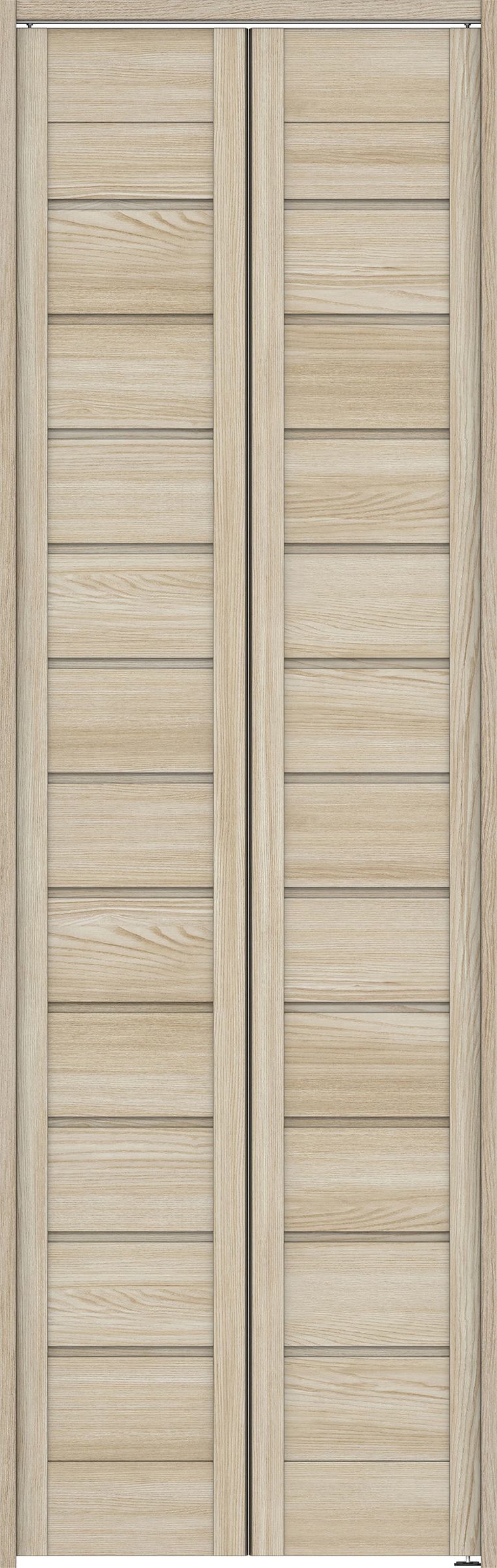 クローク収納　イエリア　折戸ユニット　通気タイプ　ウッド扉　下レールレス三方枠（固定枠）　セット　７３５幅（３尺間口）　２３２０高　〈ソフトグレージュ柄〉　ハンドルレス