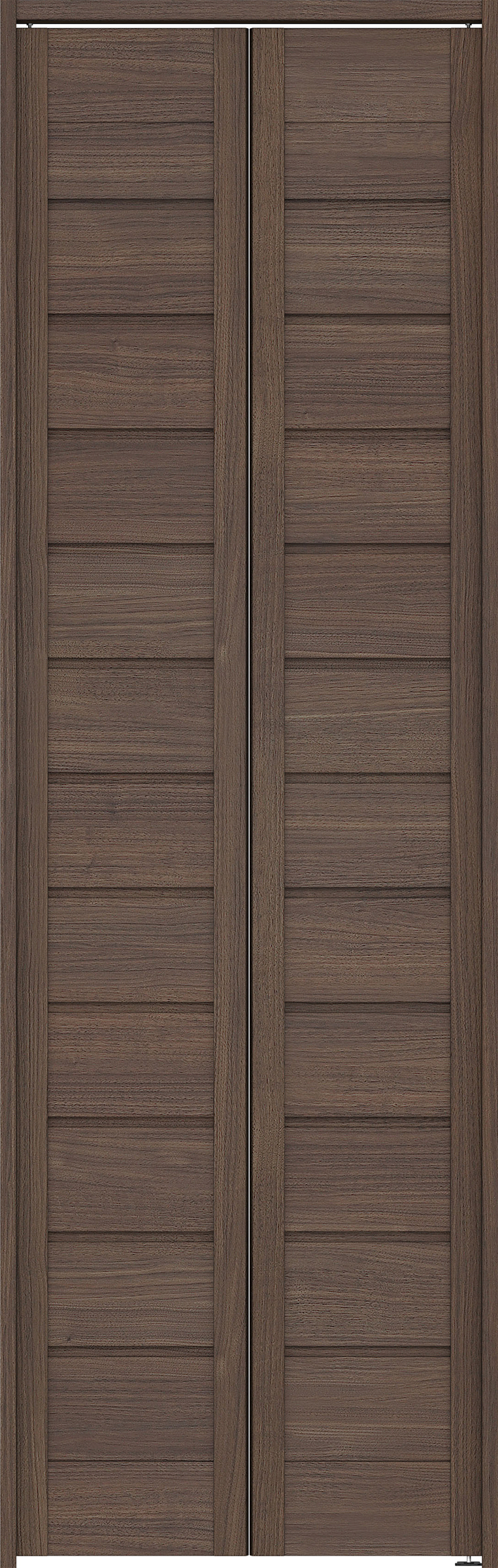 クローク収納　イエリア　折戸ユニット　通気タイプ　ウッド扉　下レールレス三方枠（固定枠）　セット　７３５幅（３尺間口）　２３２０高　〈ダルブラウン柄〉　ハンドルレス