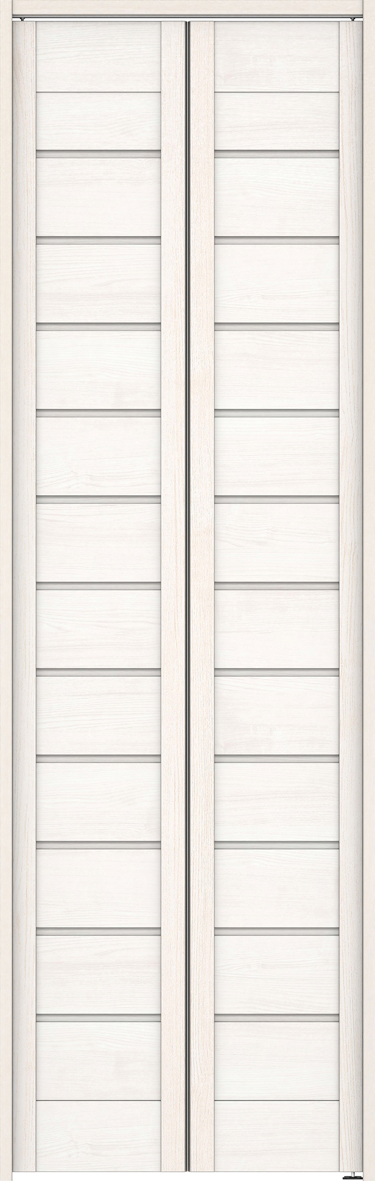 クローク収納　イエリア　折戸ユニット　通気タイプ　ウッド扉　下レールレス三方枠（固定枠）　セット　７３５幅（３尺間口）　２３２０高　〈ネオホワイト柄〉　ハンドルレス